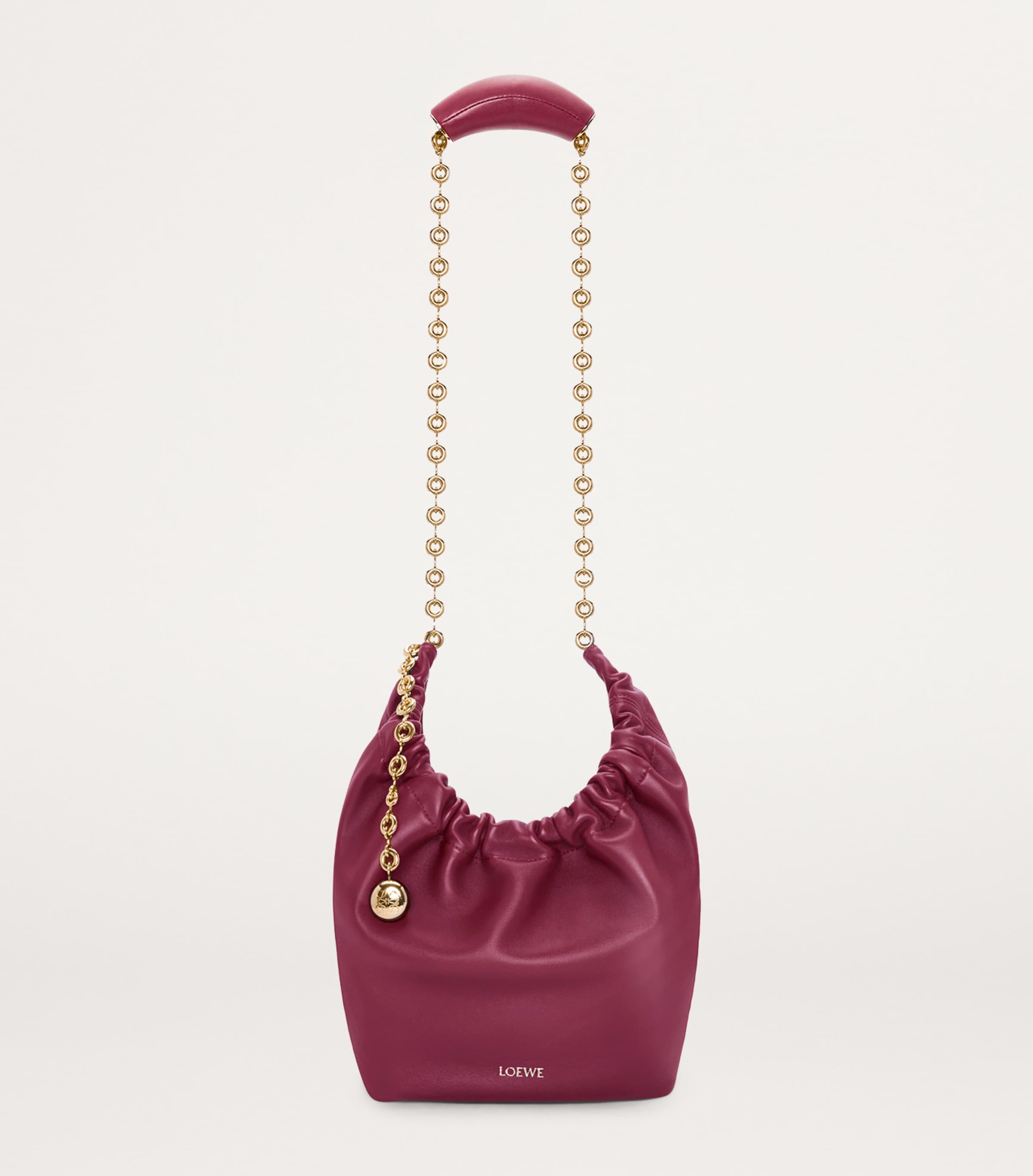 Small Leather Squeeze Top-Handle Bag CRIMSON Image 4
