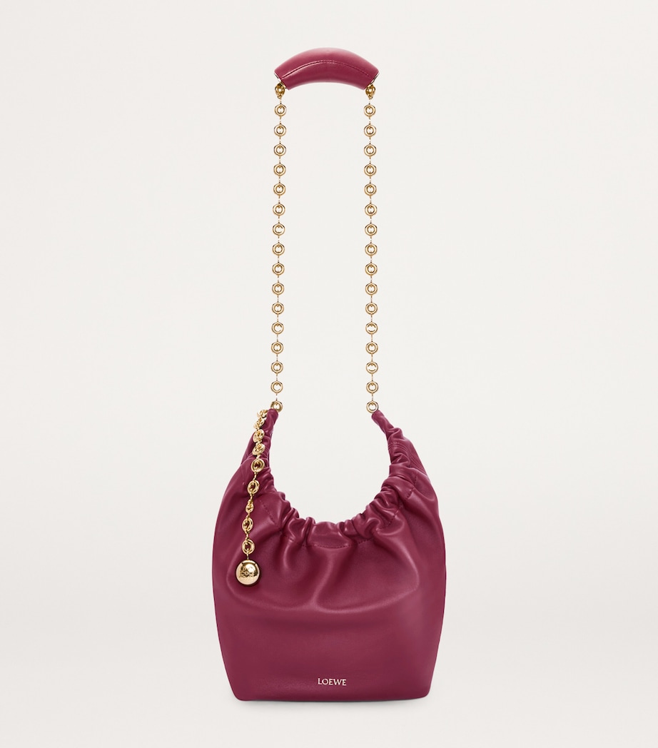 Small Leather Squeeze Top-Handle Bag CRIMSON Image 4