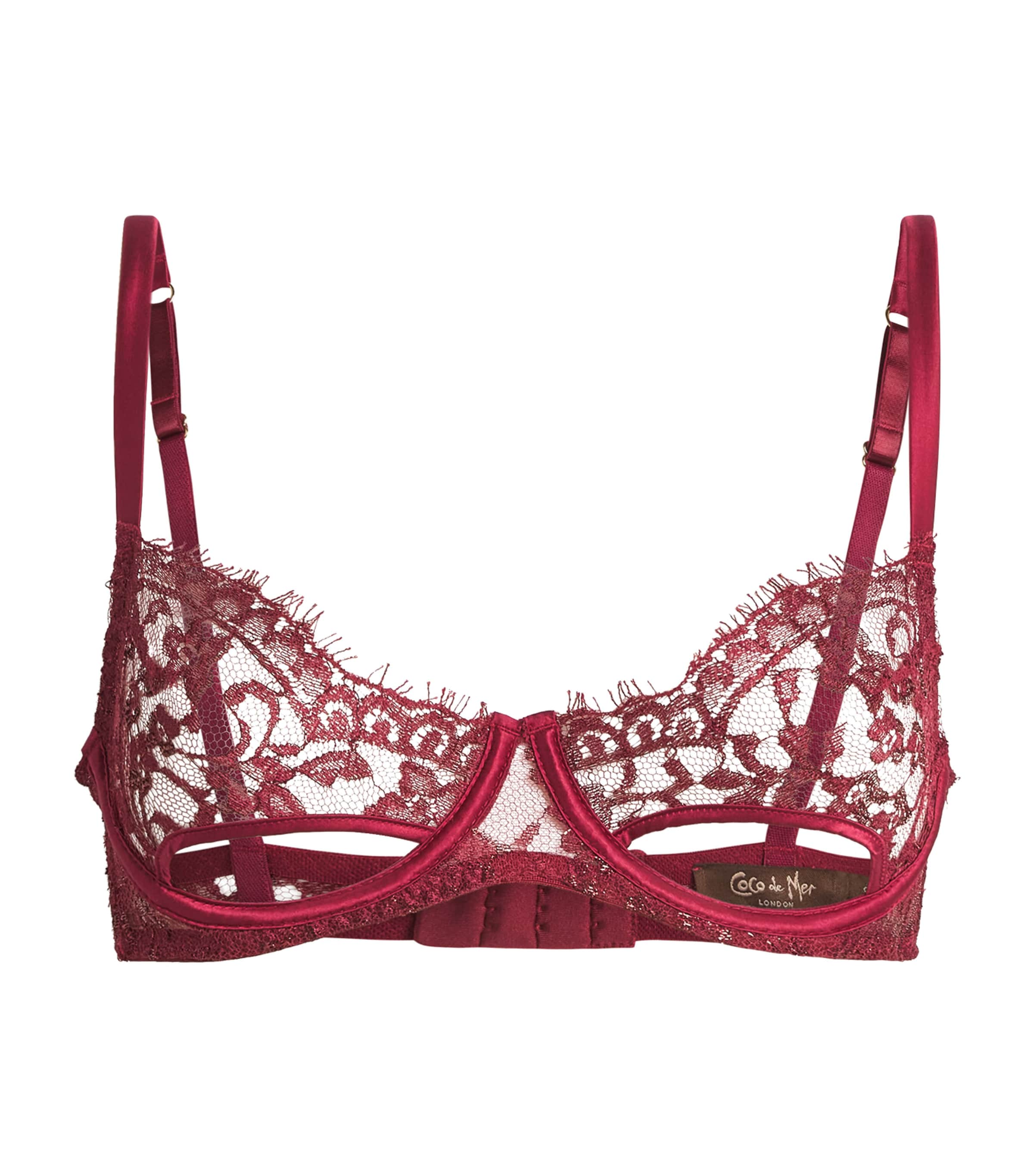 Coco De Mer Lace-silk Naraya Balcony Bra In Burgundy