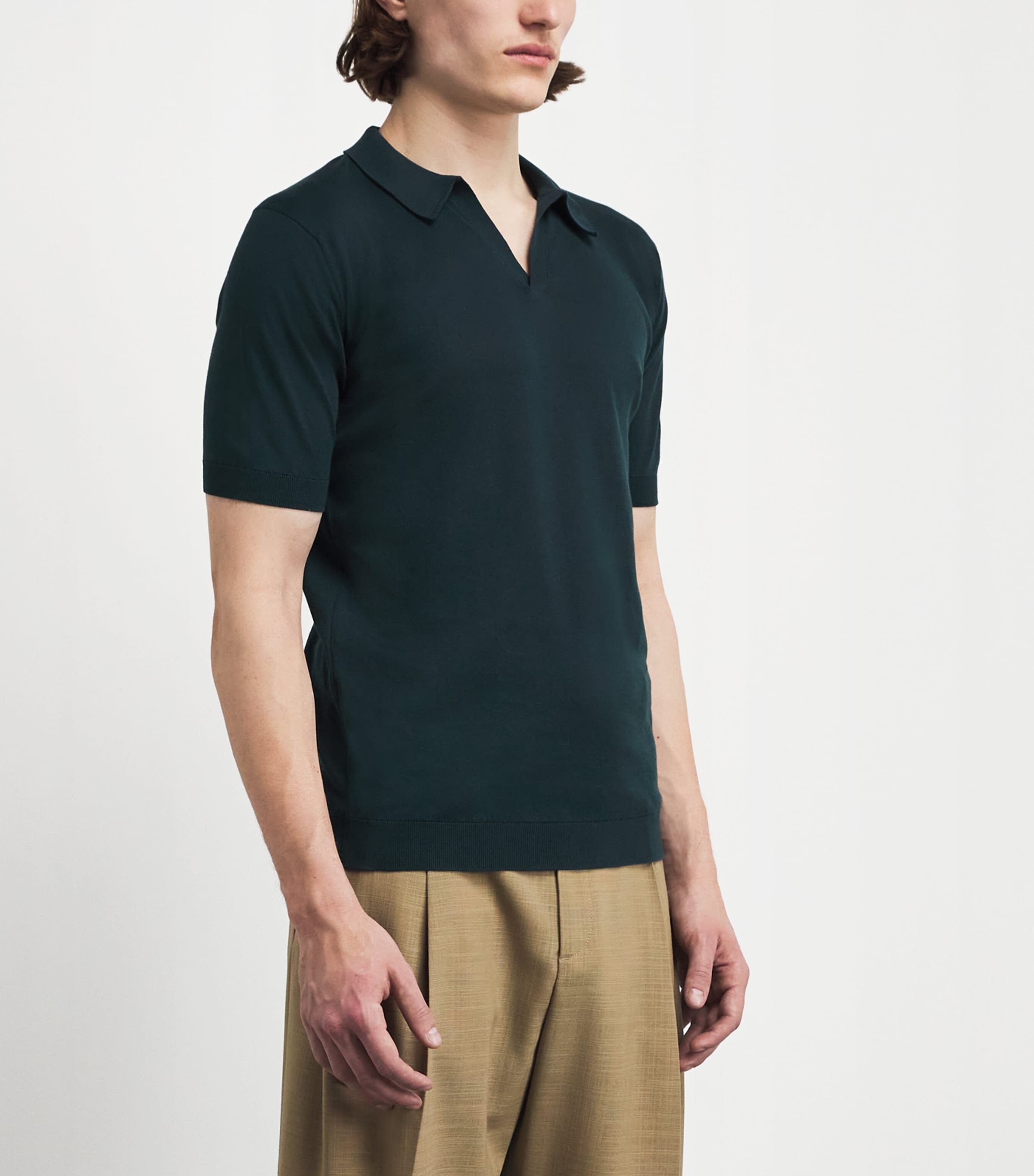 John Smedley Mens Sea Island Cotton Noah Polo Shirt Rainforest Image 4