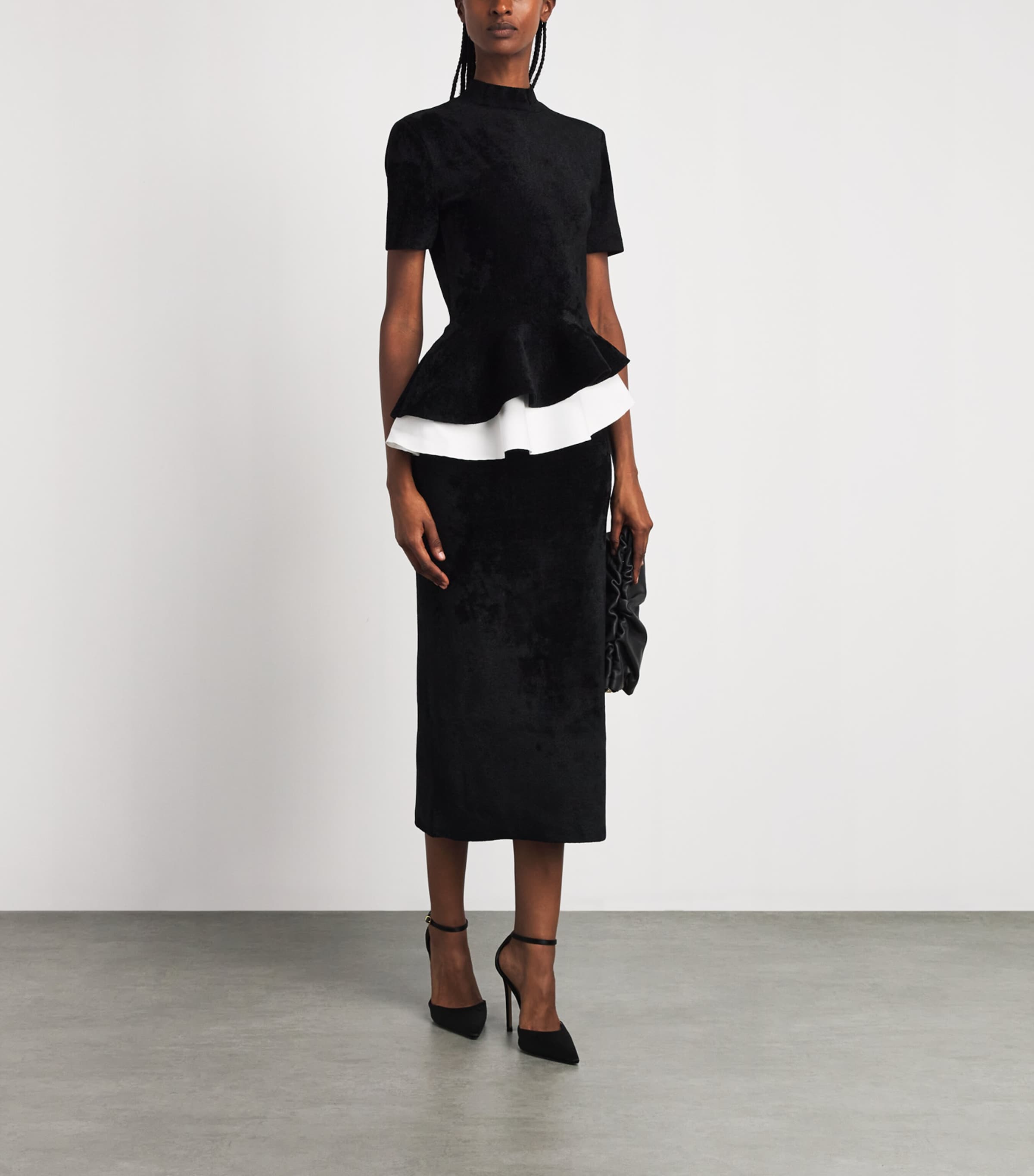 Roland Mouret Womens Asymmetric Peplum Midi Dress Black Image 2