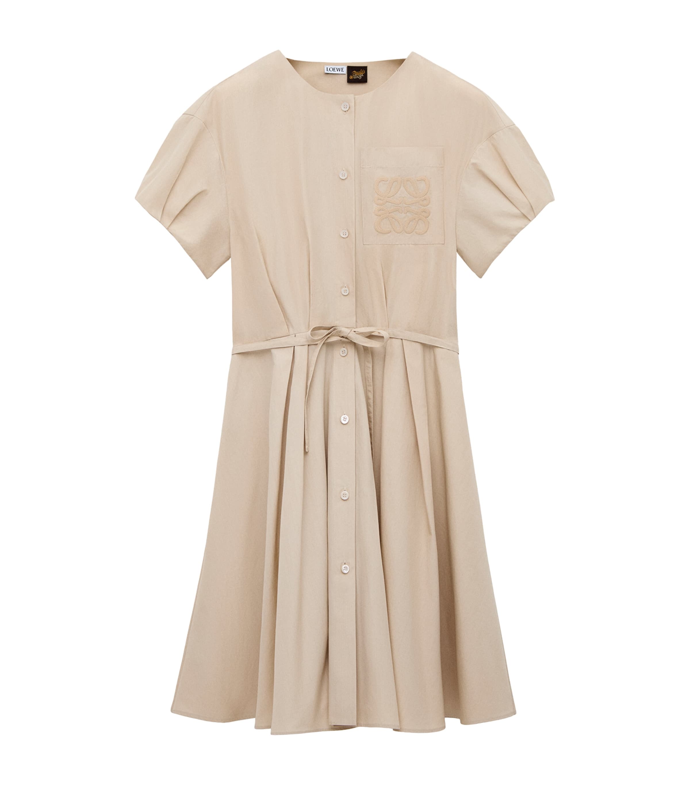 LOEWE Womens x Paula's Ibiza Cotton-Blend Anagram Shirt Dress Light Beige Image 1