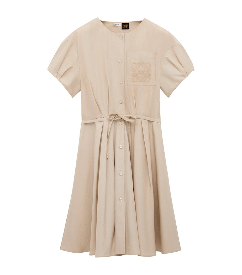 LOEWE Womens x Paula's Ibiza Cotton-Blend Anagram Shirt Dress Light Beige Image 1