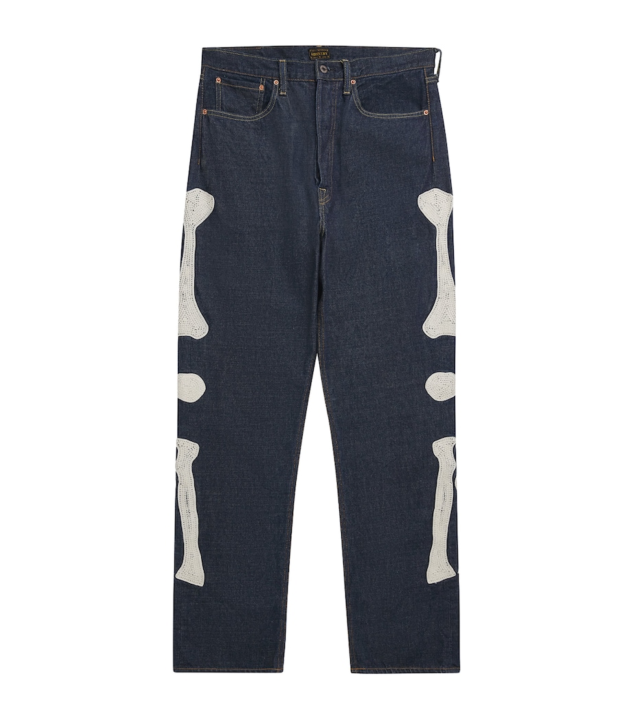 Kapital Mens Skeleton Mexican Tuxedo Straight Jeans Idg Image 1