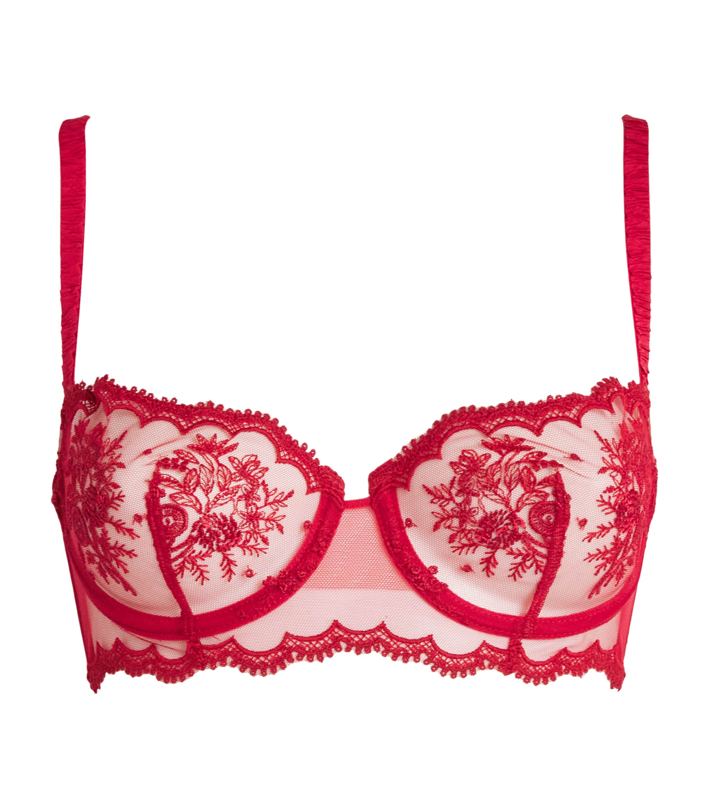 Simone Perele Womens Lace Intrigue Half-Cup Bra Opera Red Image 1