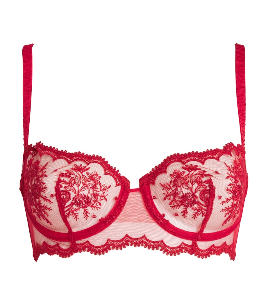 Simone Perele Womens Lace Intrigue Half-Cup Bra Opera Red Image 1
