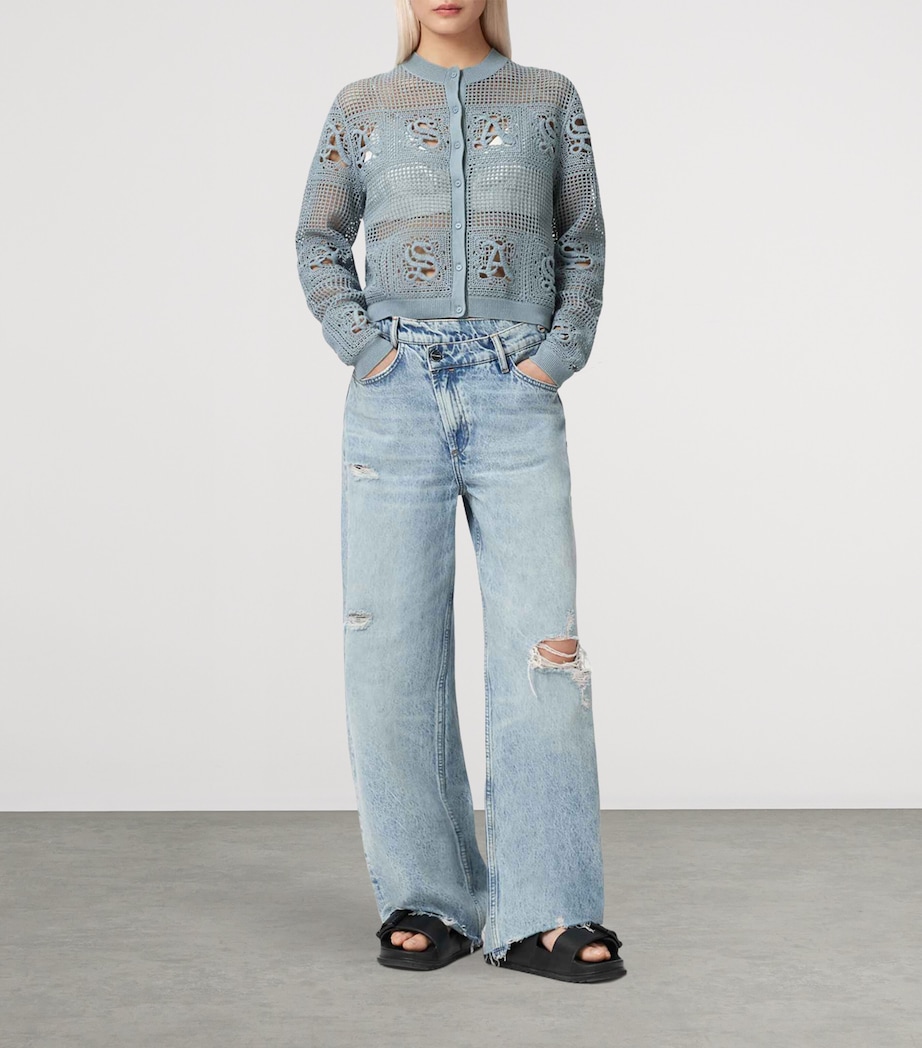 AllSaints Womens Organic Cotton Kyra Cardigan Quarry Blue Image 2