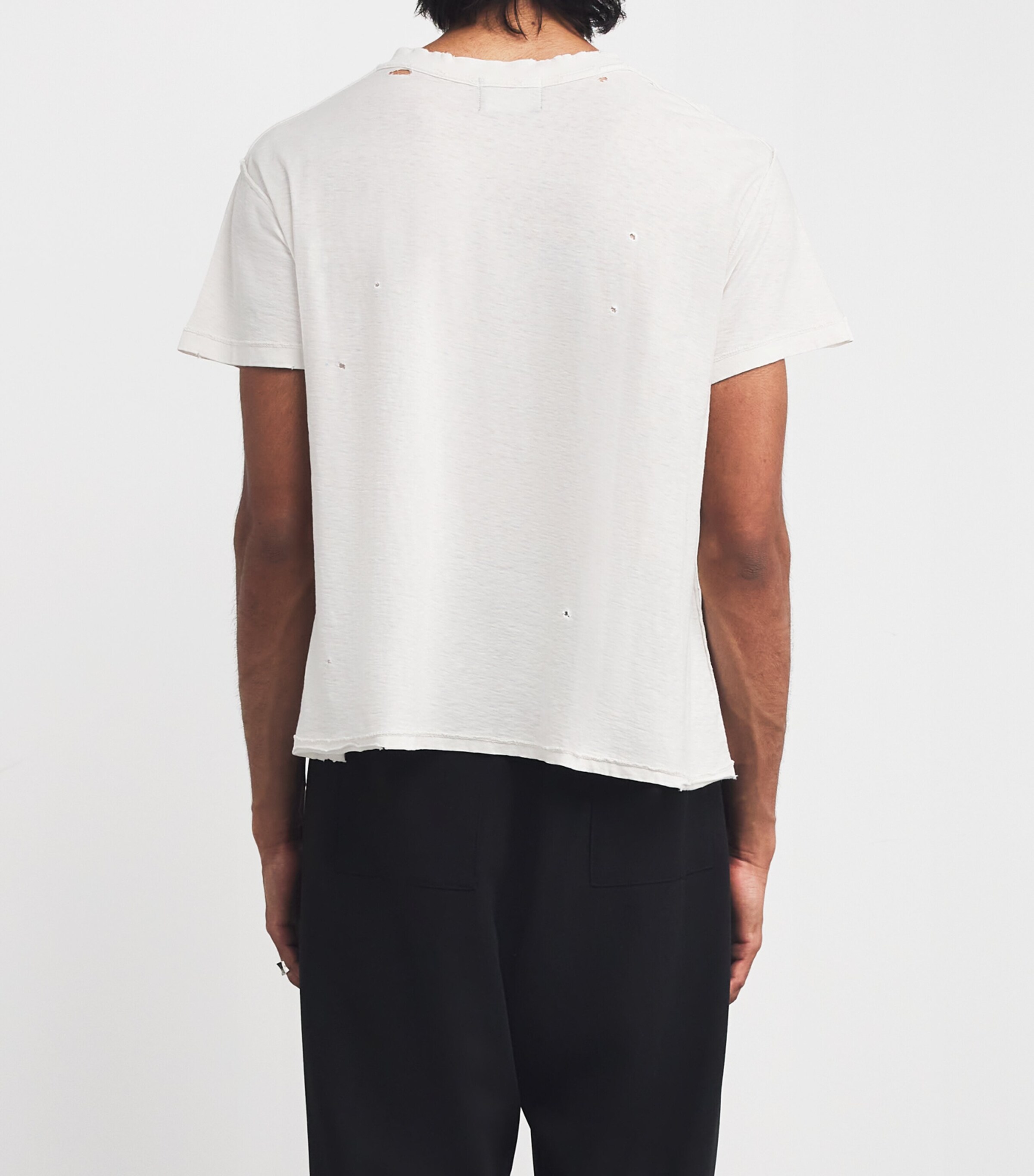 Enfants Riches Déprimés Mens Cotton Distressed Logo T-Shirt Faded White Image 4