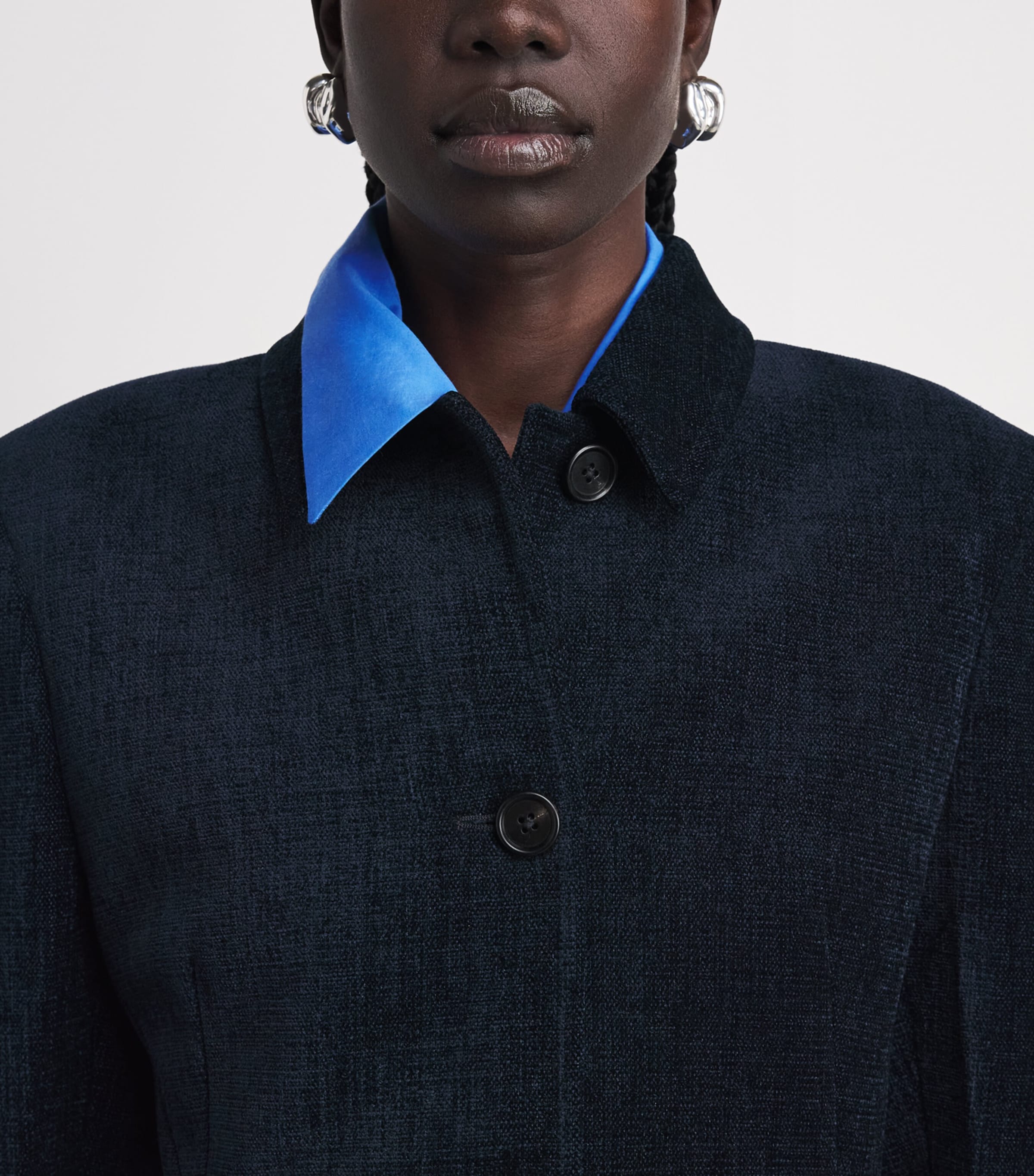 Jil Sander Womens Chenille Car Coat Midnight Image 3