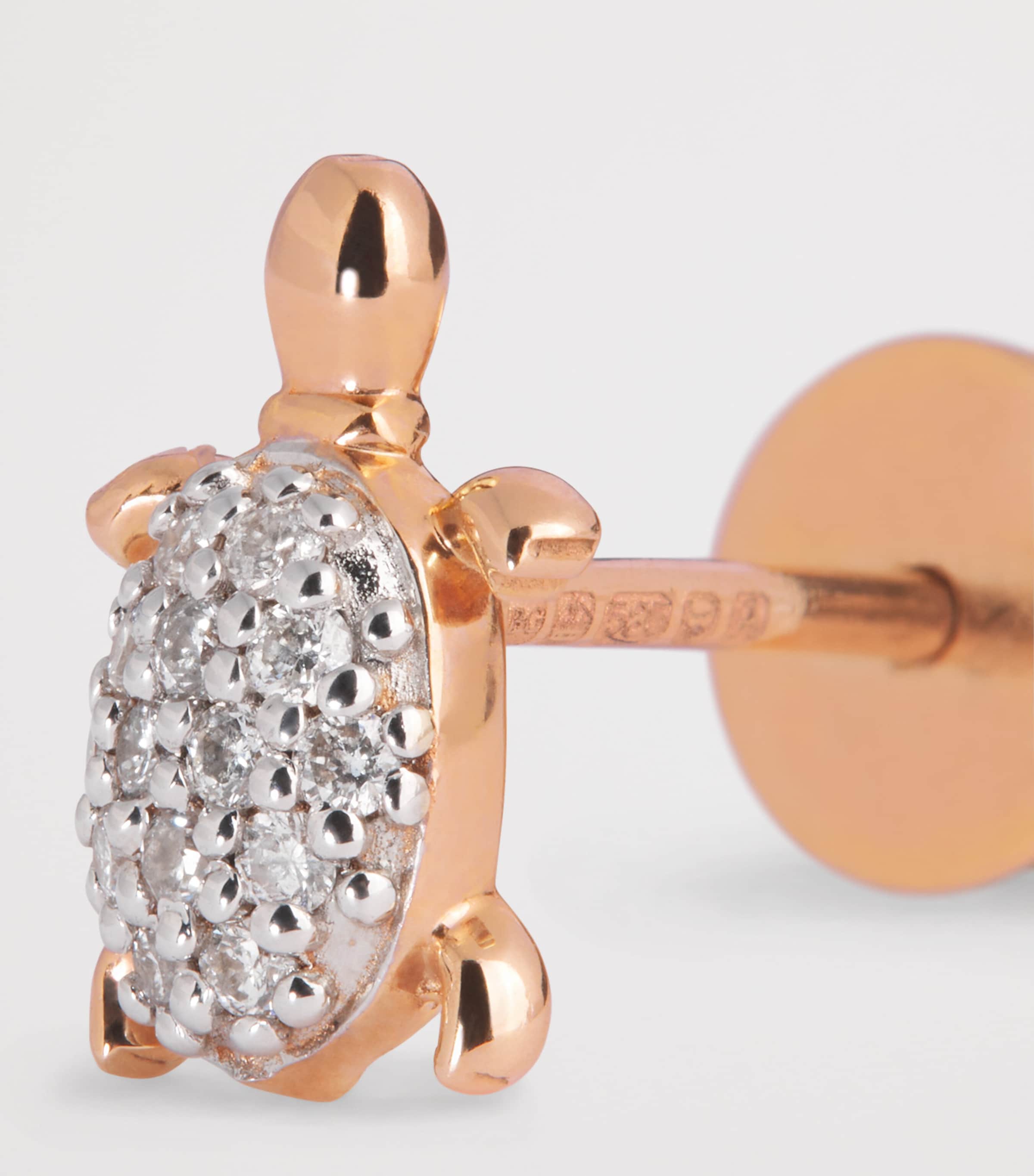 Rose Gold and Diamond Turtle Single Stud Earring ROSE GOLD Image 5