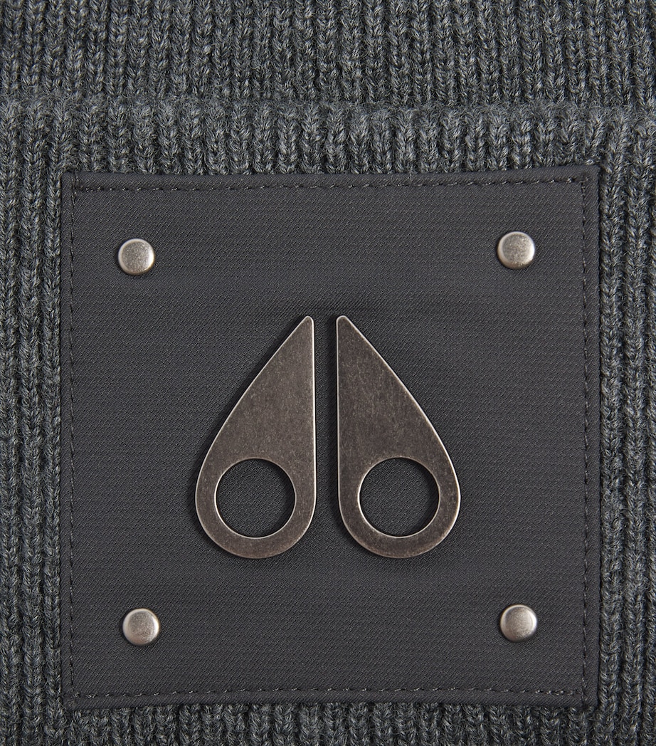 Moose Knuckles Wool Logo Beanie Cement Image 3