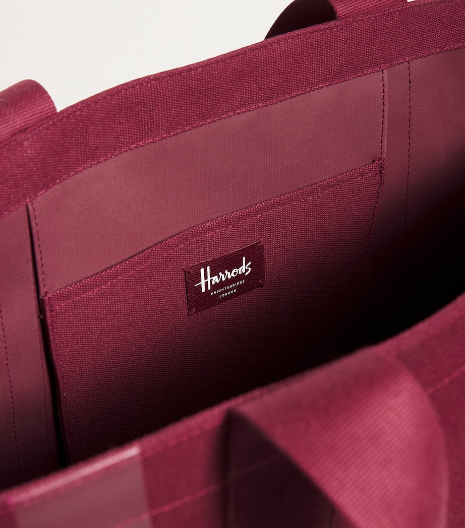 Harrods Large Cotton Logo Tote Bag Berry Image 7
