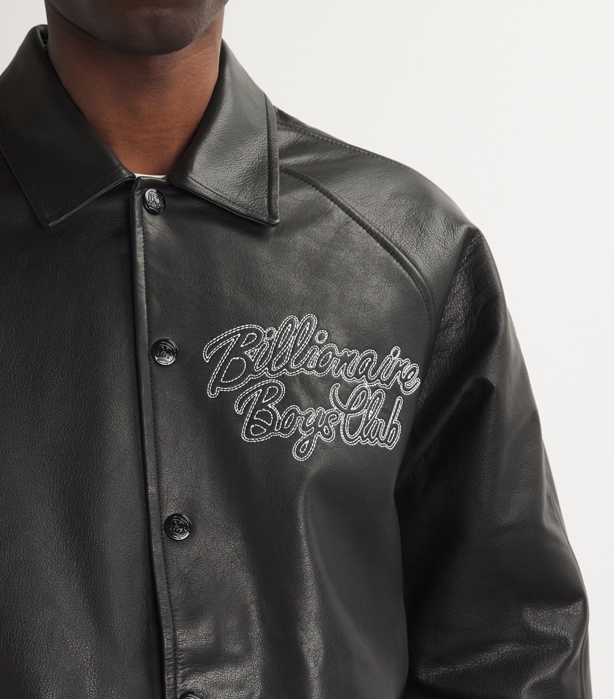 Billionaire Boys Club Mens Leather Collared Jacket Black Image 6