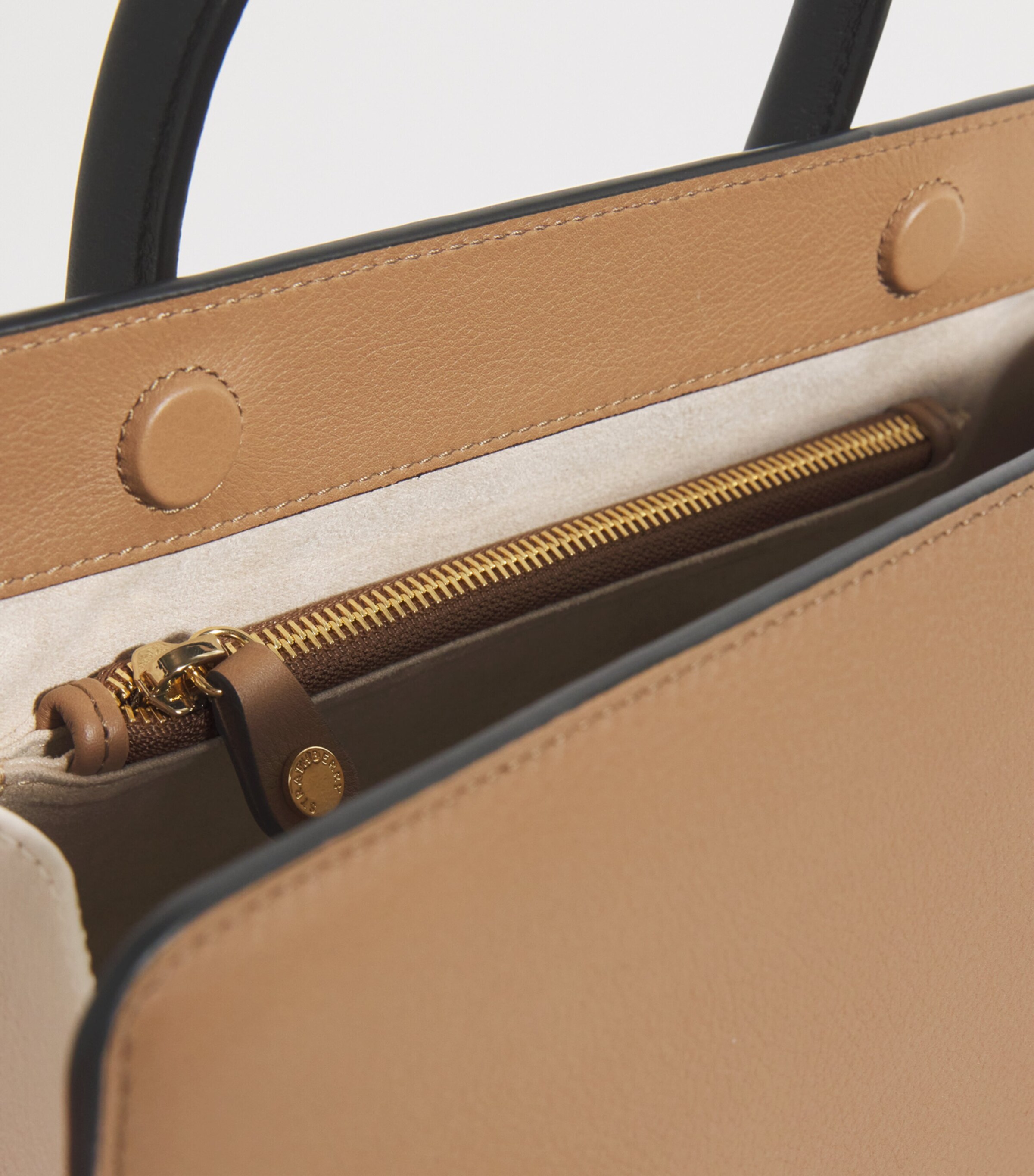 Strathberry Midi Leather Tote Bag Clay/white/black Image 4