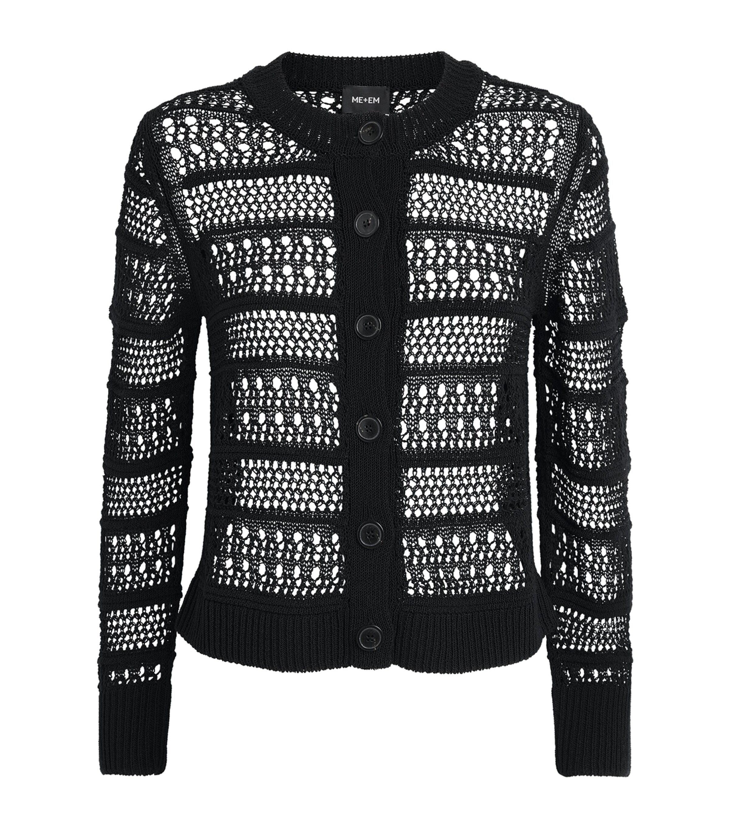 ME+EM Womens Open-Stitch Cardigan Black Image 1