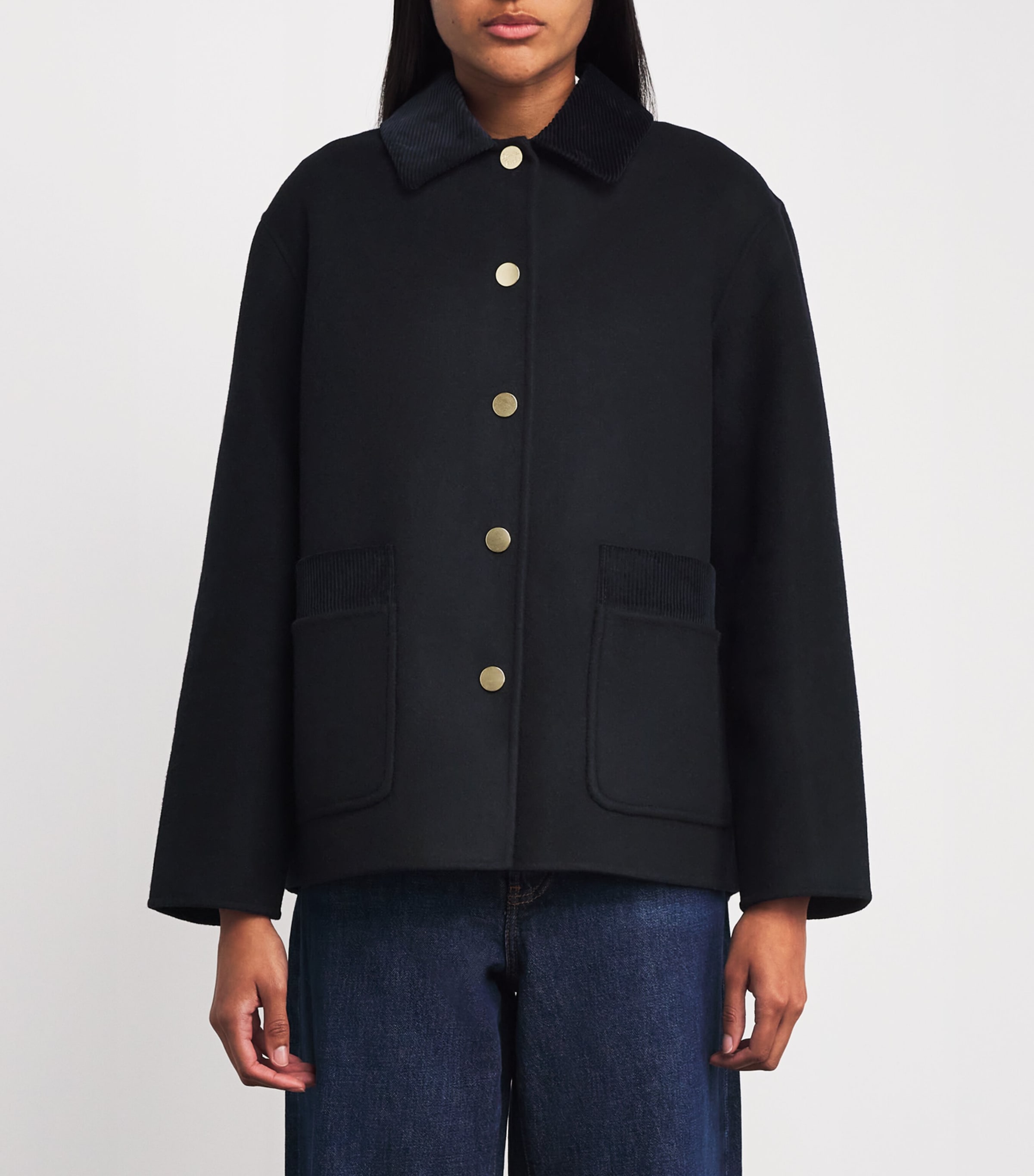 Wool Tailored Coat NAVY Image 3