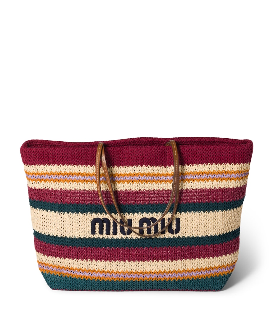 Miu Miu Raffia-Effect Woven Tote Bag Image 1