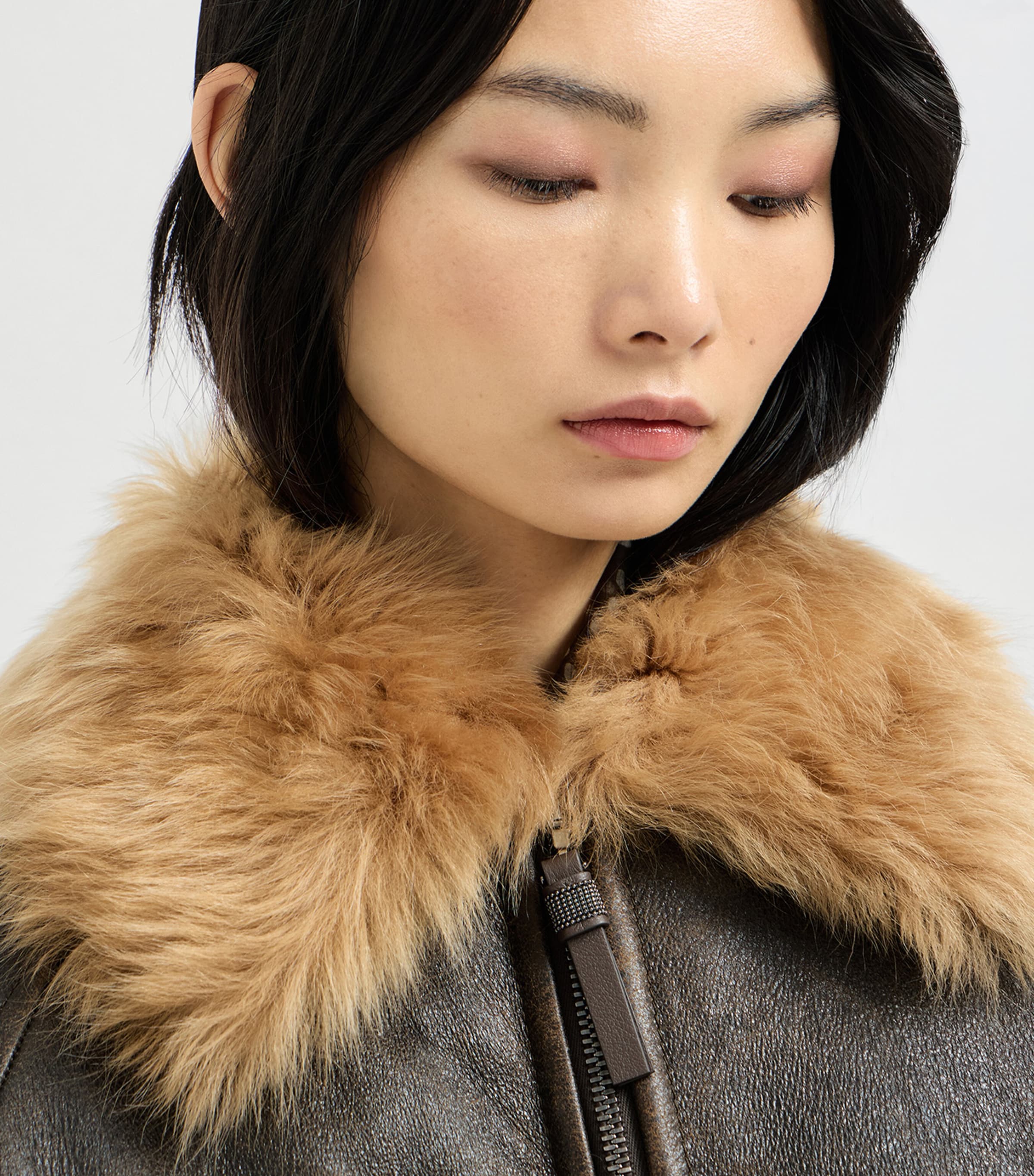 Brunello Cucinelli Womens Shearling Bomber Jacket Image 6