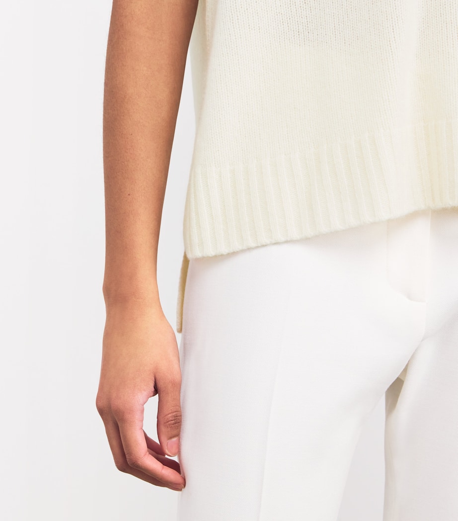 Open Cashmere V-Neck Sweater Vest IVORY Image 6