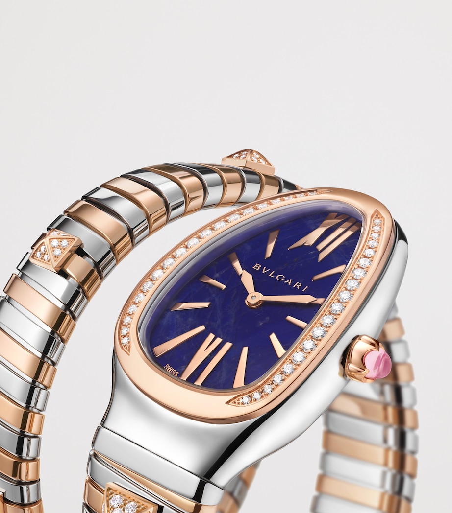 Bvlgari Small Rose Gold, Stainless Steel and Diamond Serpenti Tubogas Studs Watch 35mm Stones Image 2