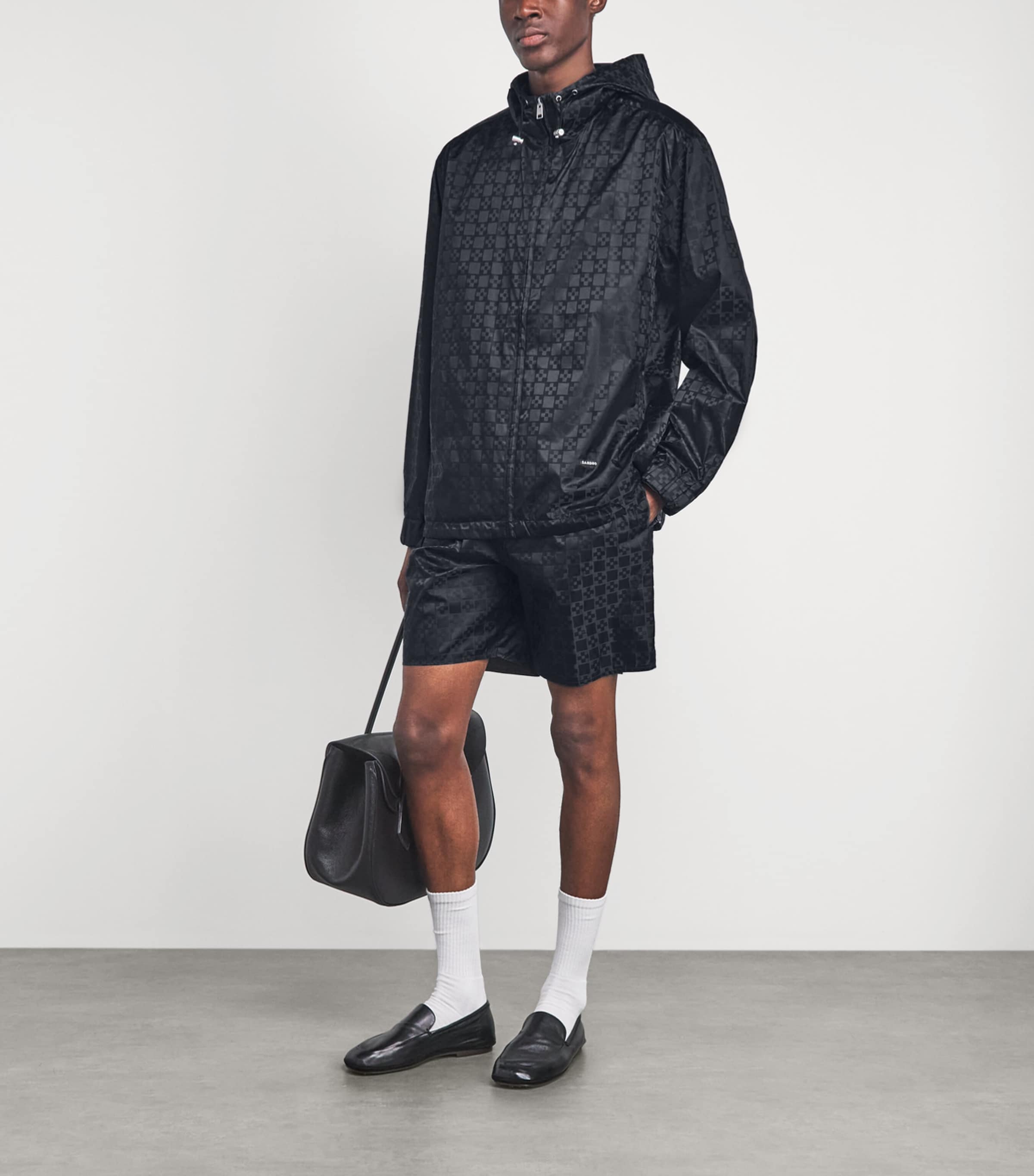 Sandro Paris Mens Technical Fabric Jacquard Jacket Dark Grey Image 2