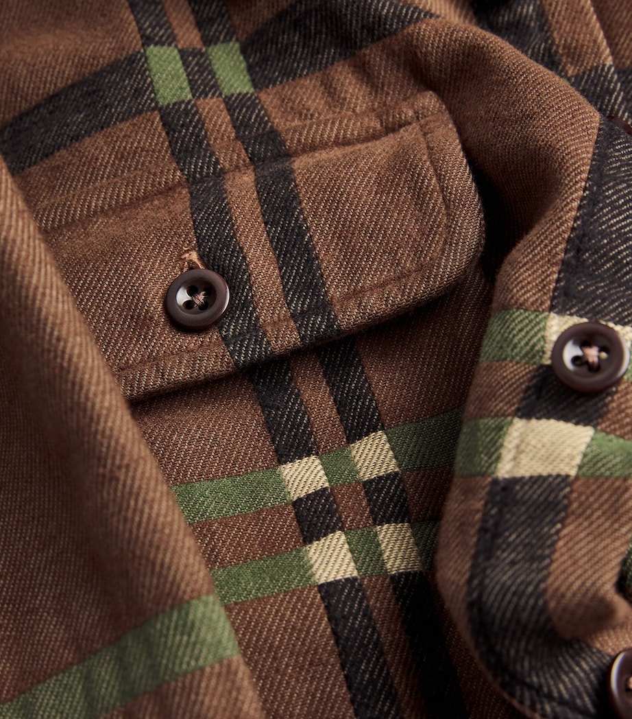 Cotton Flannel Utility Shirt GREEN Image 5