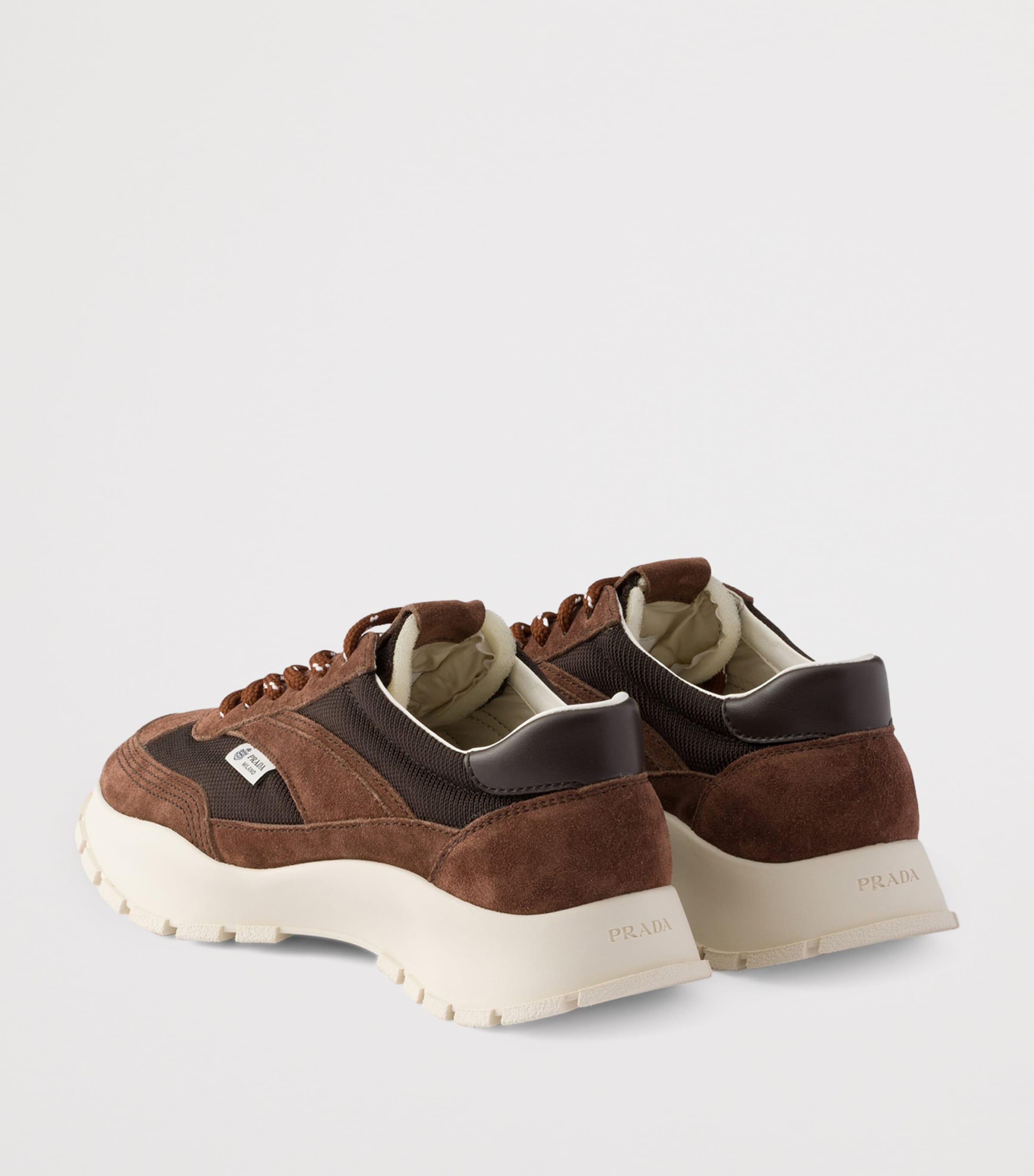 Prada Suede-Mesh Sneakers Brown Image 4
