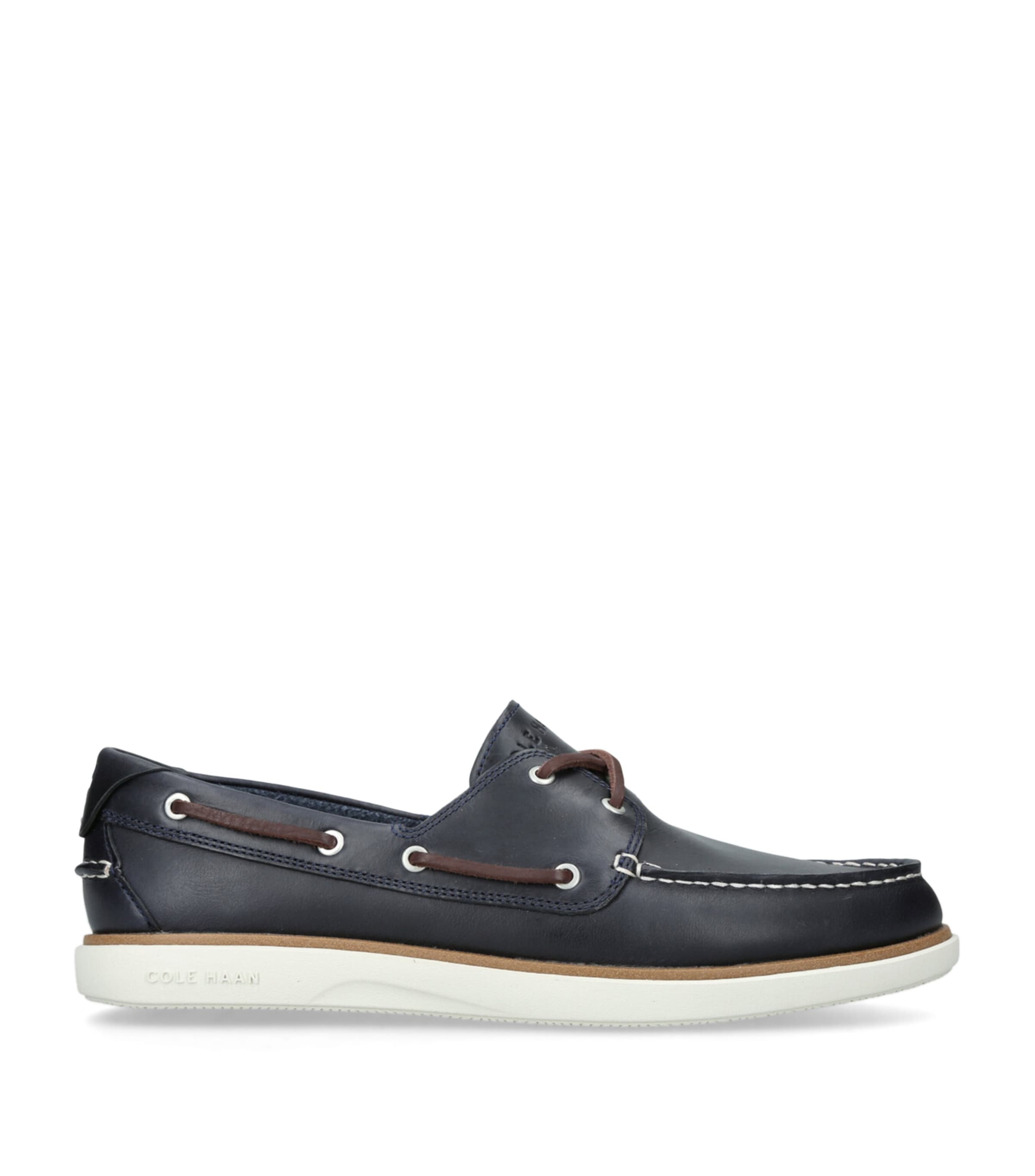 Cole Haan Leather Grandprø Windward Boat Shoes In Navy