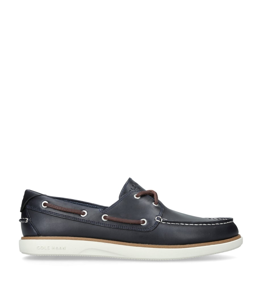 Leather GrandPrø Windward Boat Shoes NAVY Image 1