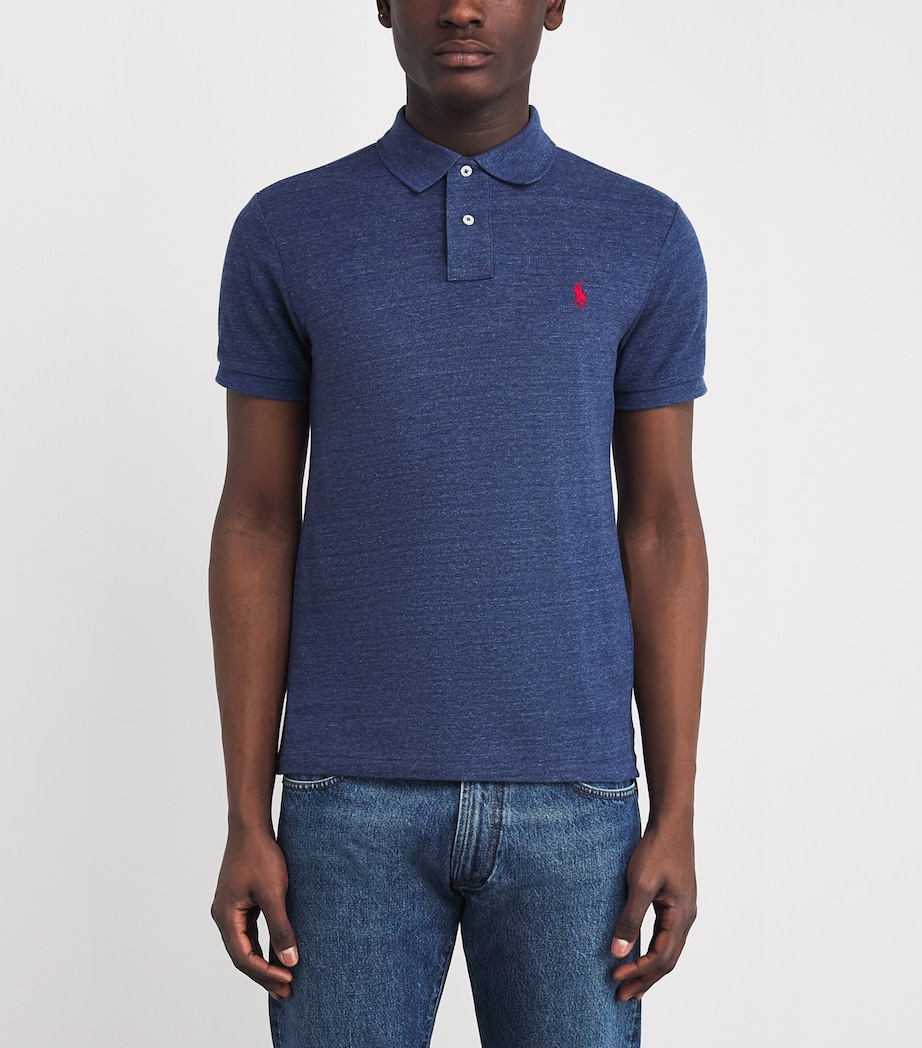 Polo Ralph Lauren Mens Cotton Mesh Slim-Fit Polo Shirt Royal Blue Heather Image 3