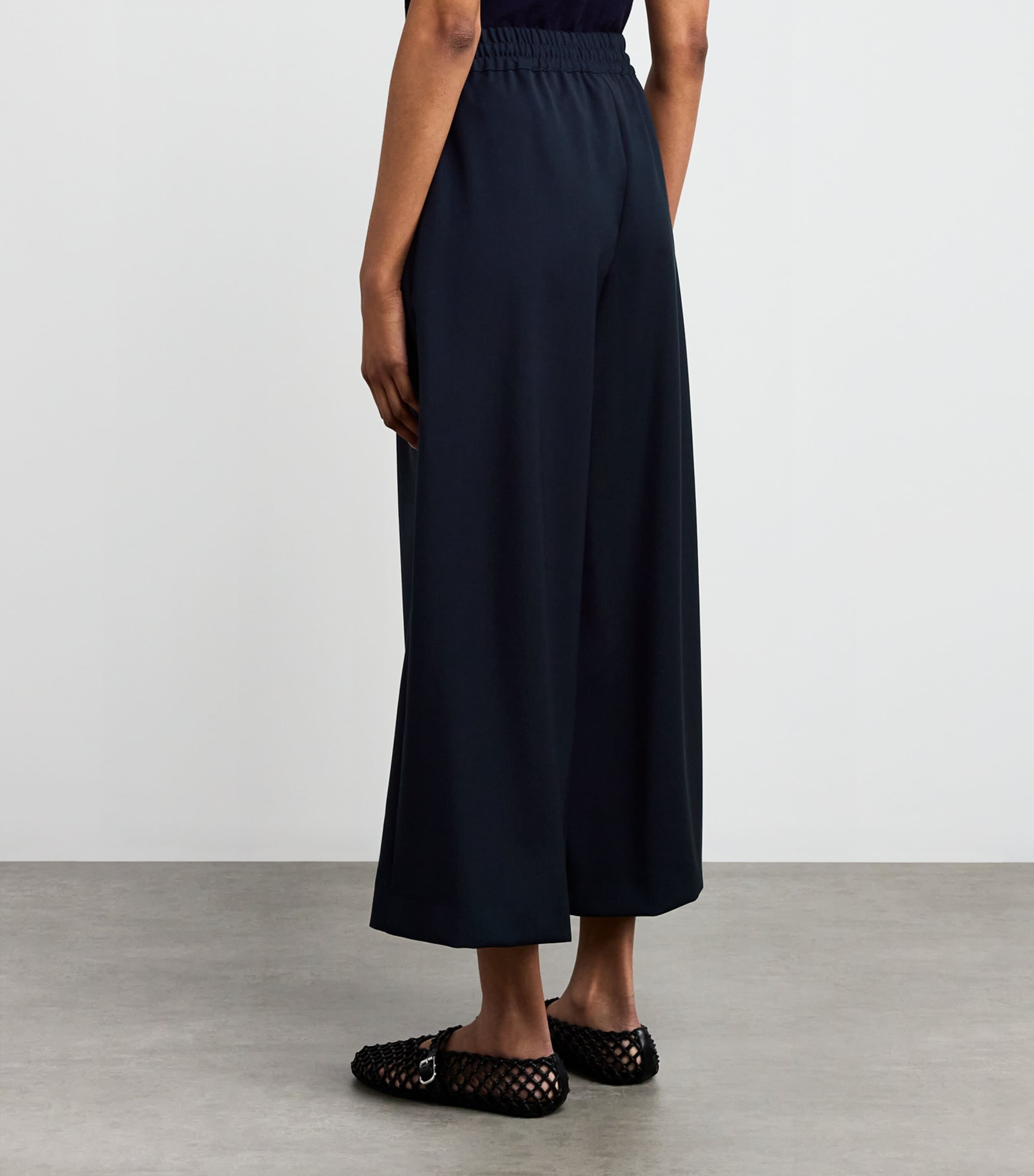 Virgin Wool Wide-Leg Trousers NAVY Image 4