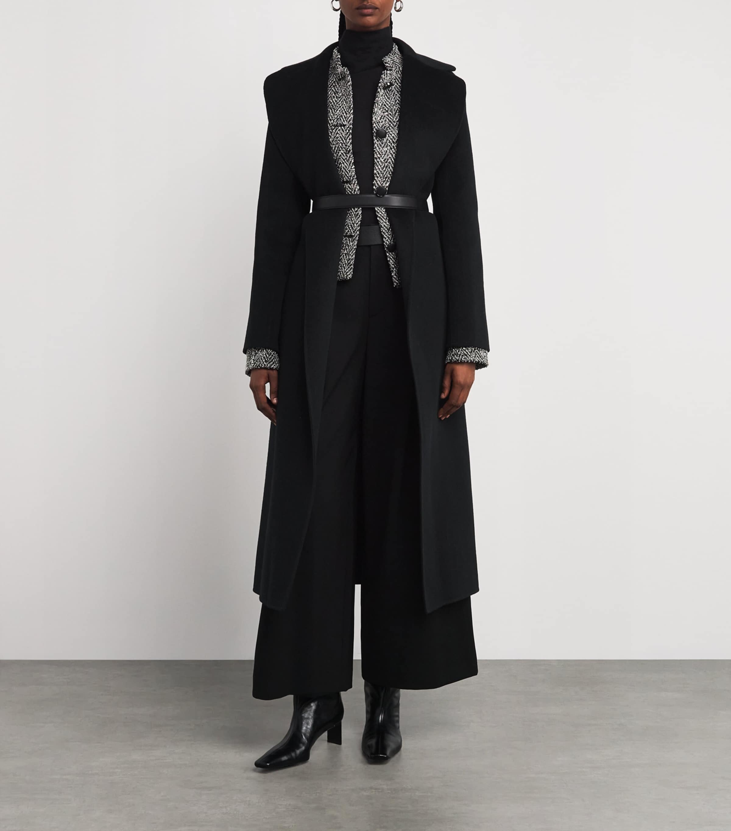 Double-Pleat Wide-Leg Trousers BLACK Image 2