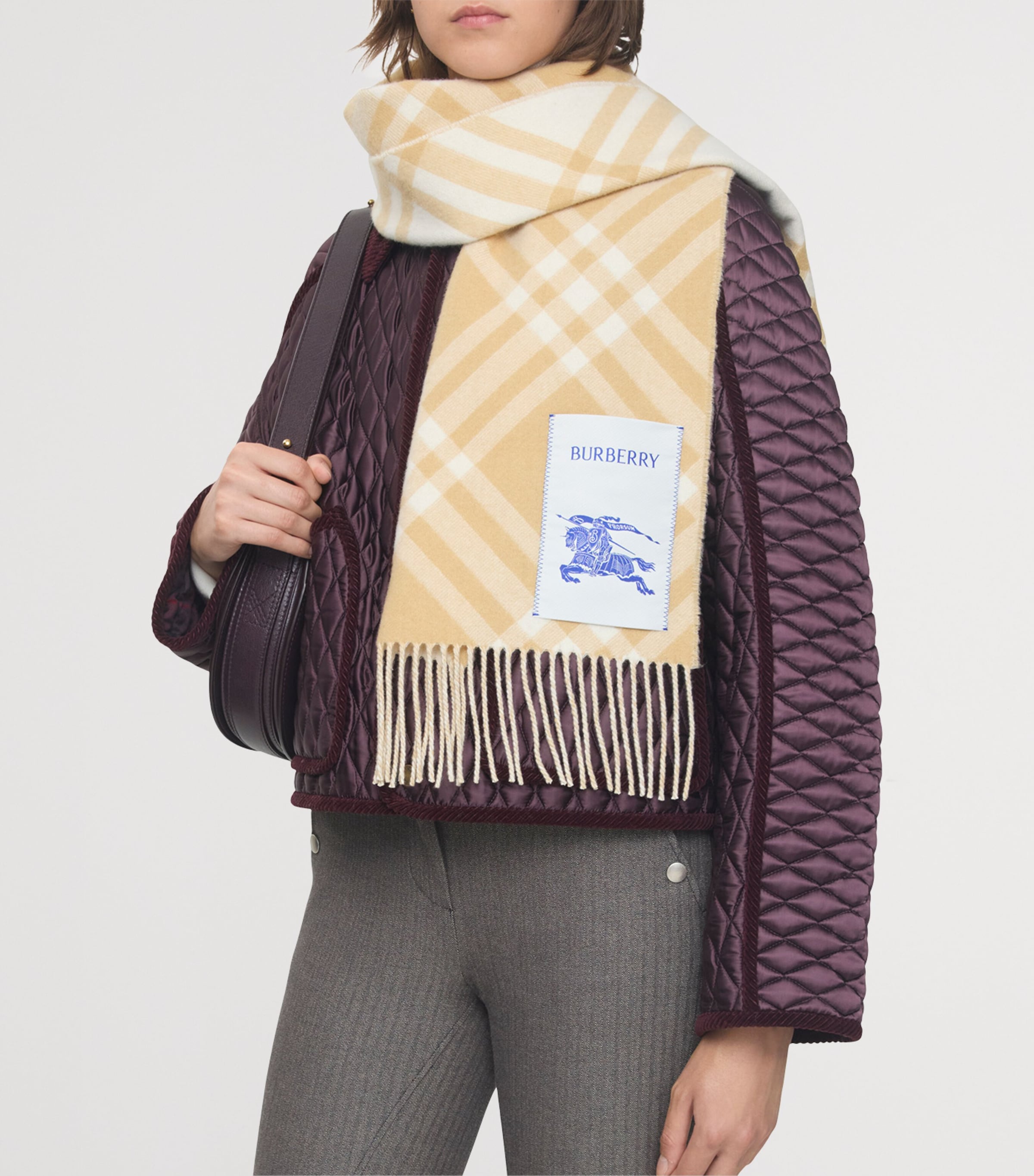 Cashmere Check Scarf SAND Image 5