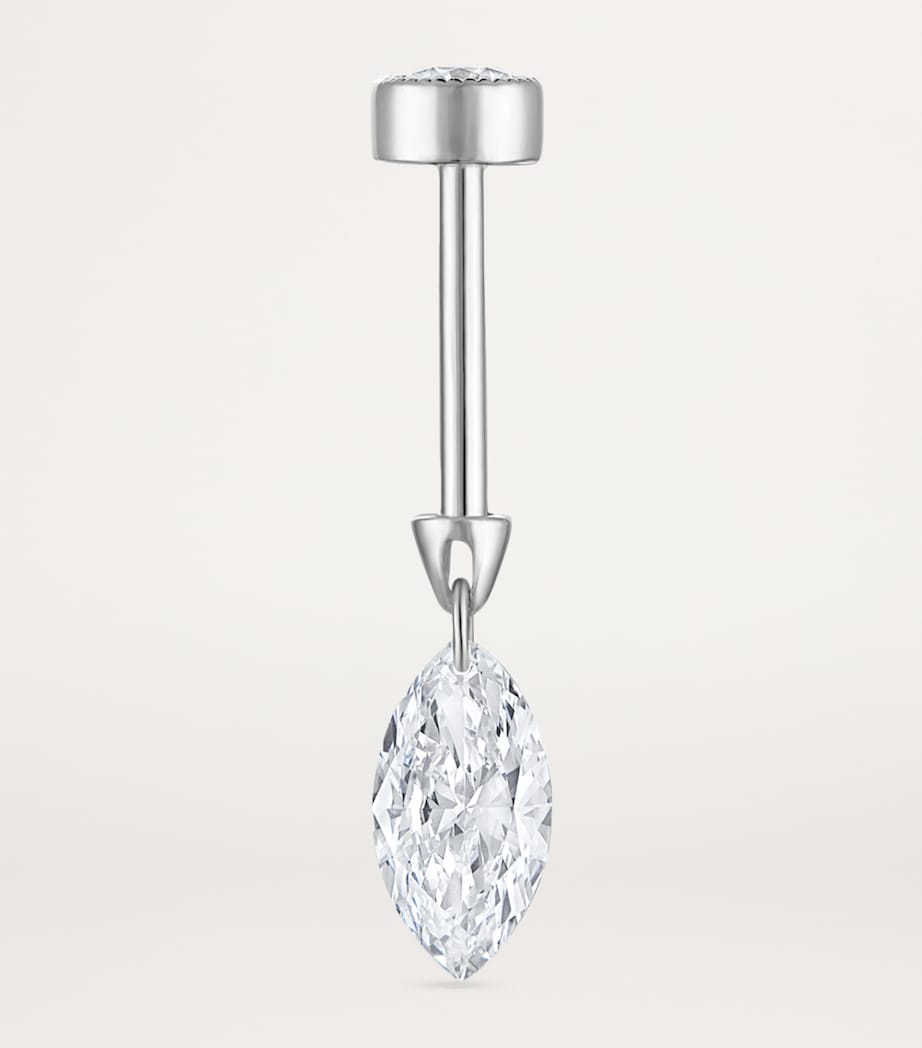Maria Tash White Gold Floating Marquise Diamond Charm Threaded Stud Earring (7mm) White Gold Image 2