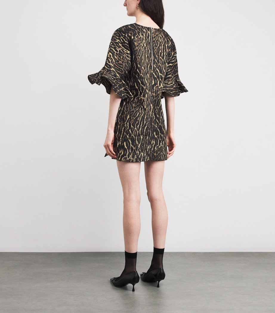 Metallic Leopard Jacquard Mini Dress 01X ANTIQUE BRONZE Image 3