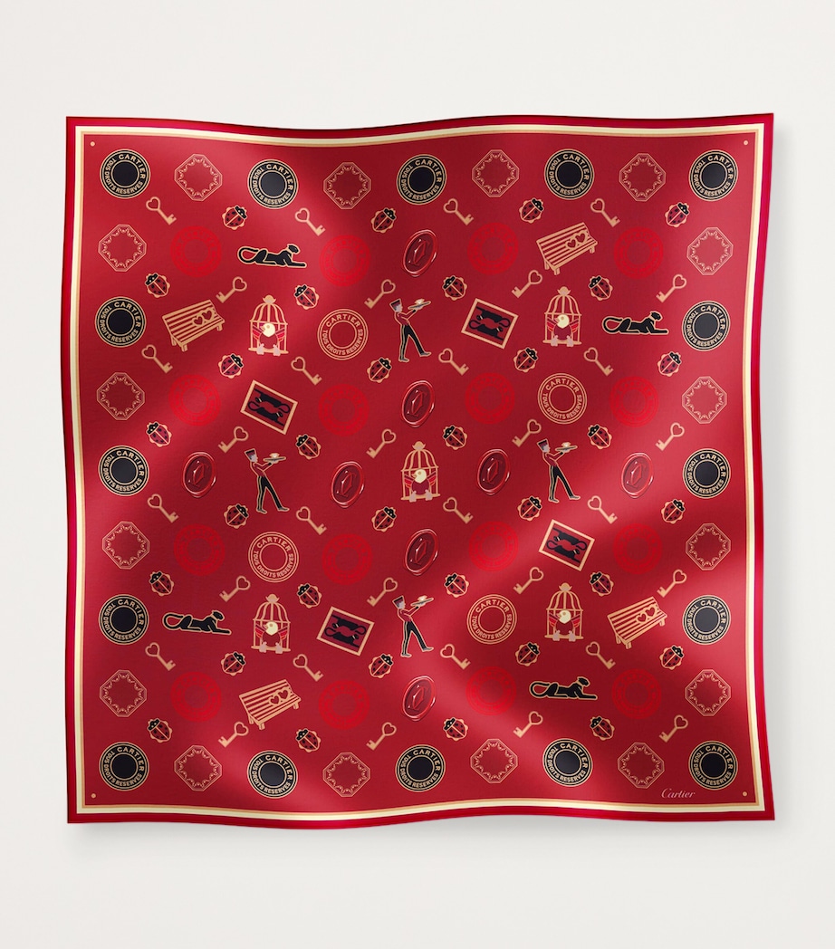 Silk Diabolo de Cartier Scarf BURGUNDY Image 3