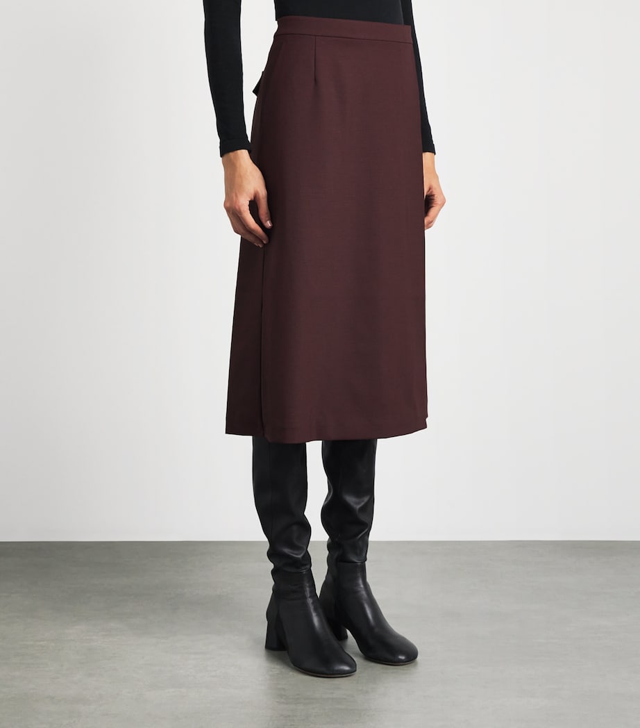 Lafayette 148 Womens Stretch-Wool Midi Skirt Beet Melange Image 4