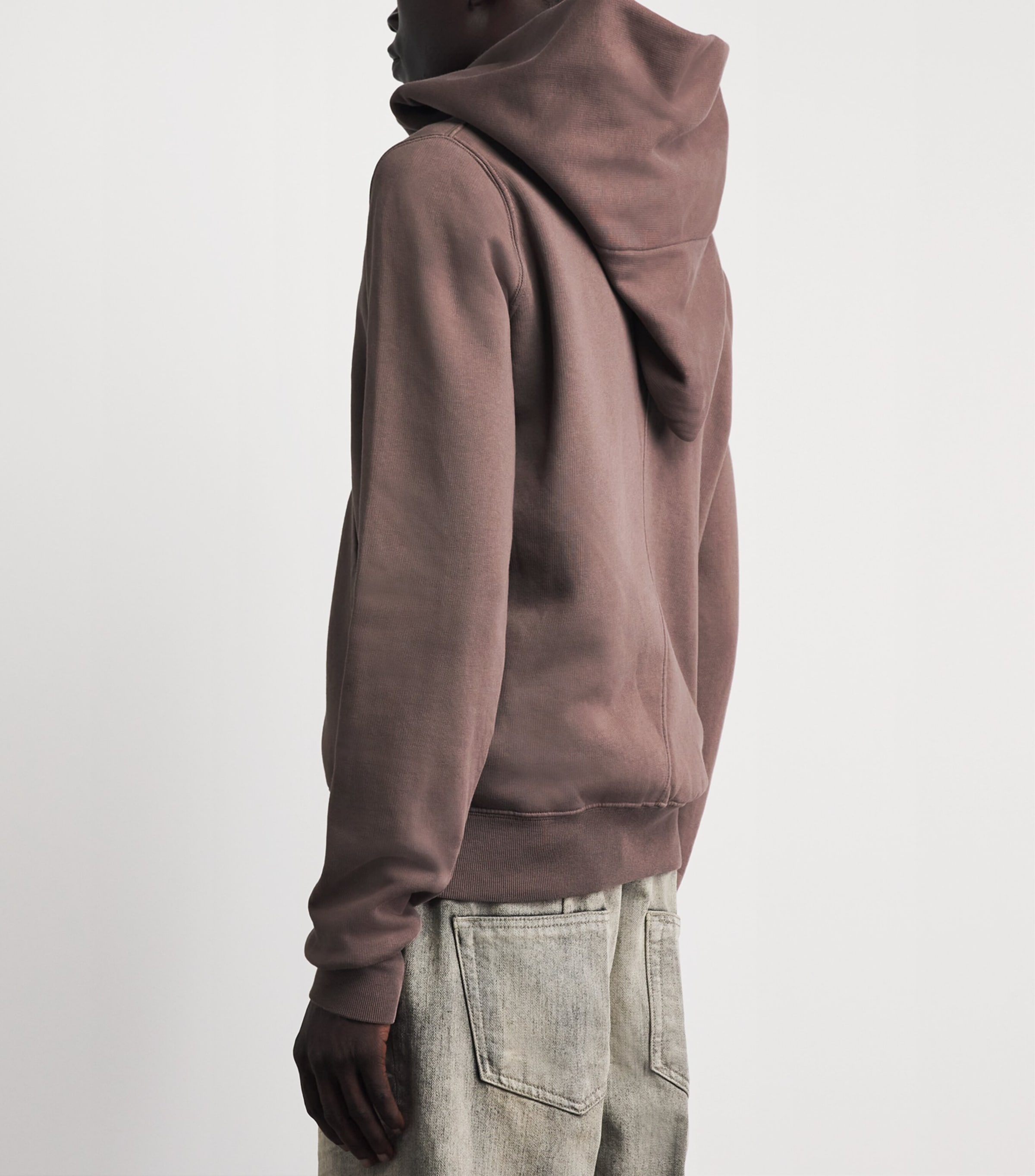 Rick Owens Mens Asymmetric Mountain Hoodie Grape Image 5