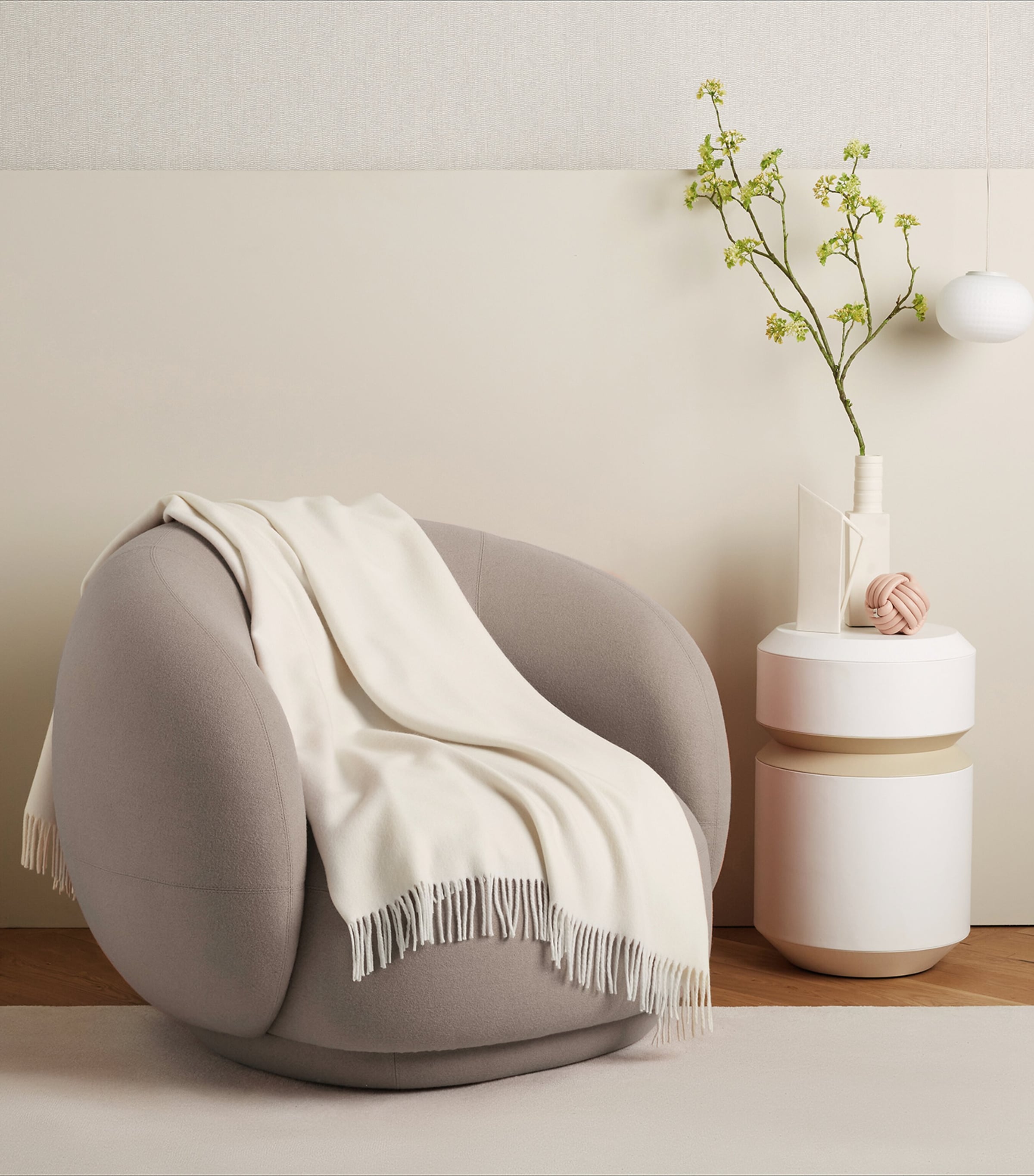 Frette Pure Cashmere Throw (130cm x 185cm) Milk Image 1
