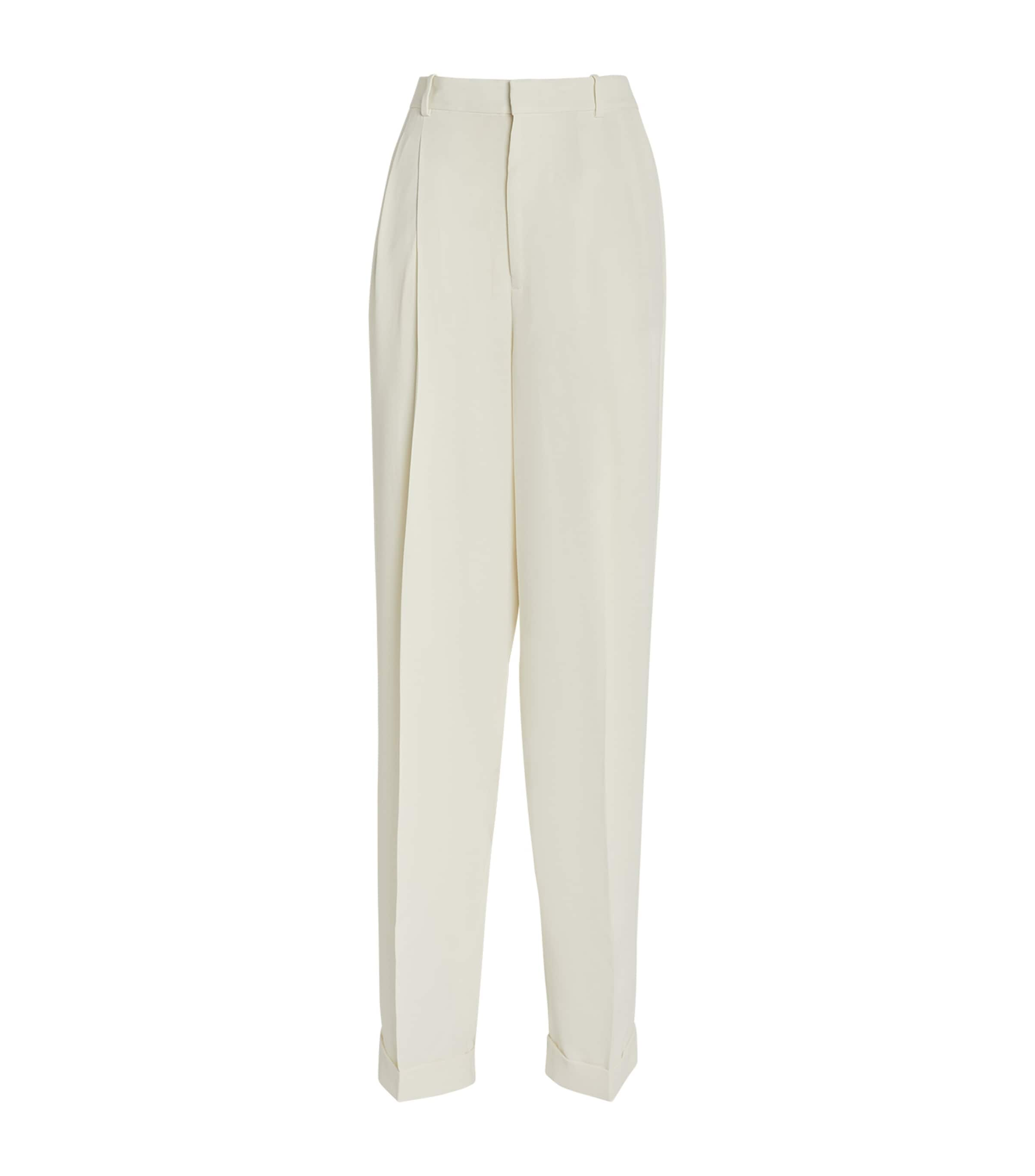 Polo Ralph Lauren Pleated Tailored Trousers In Ivory