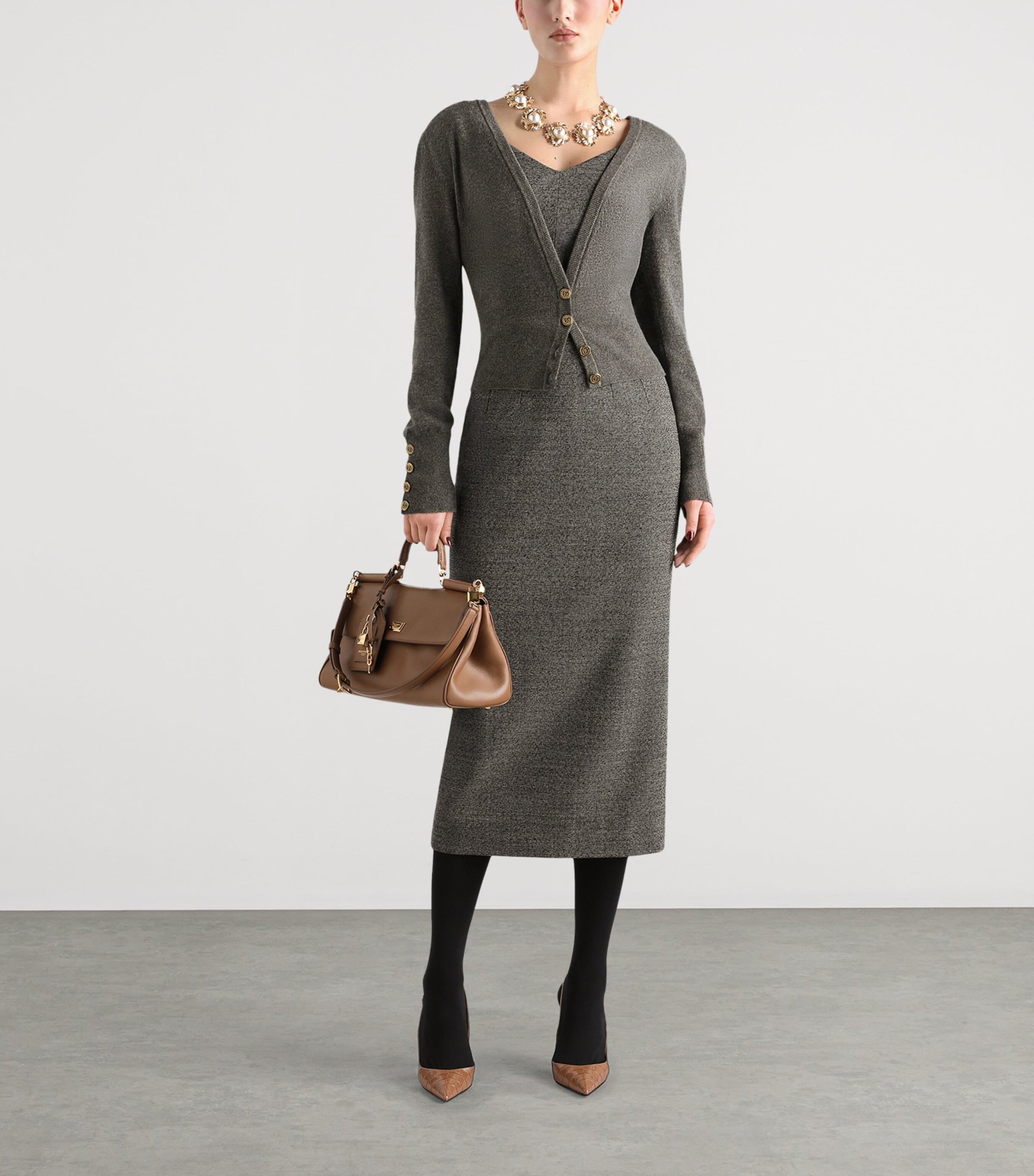 Dolce&Gabbana Womens Wool-Blend Midi Dress Fantasy (not P Image 2