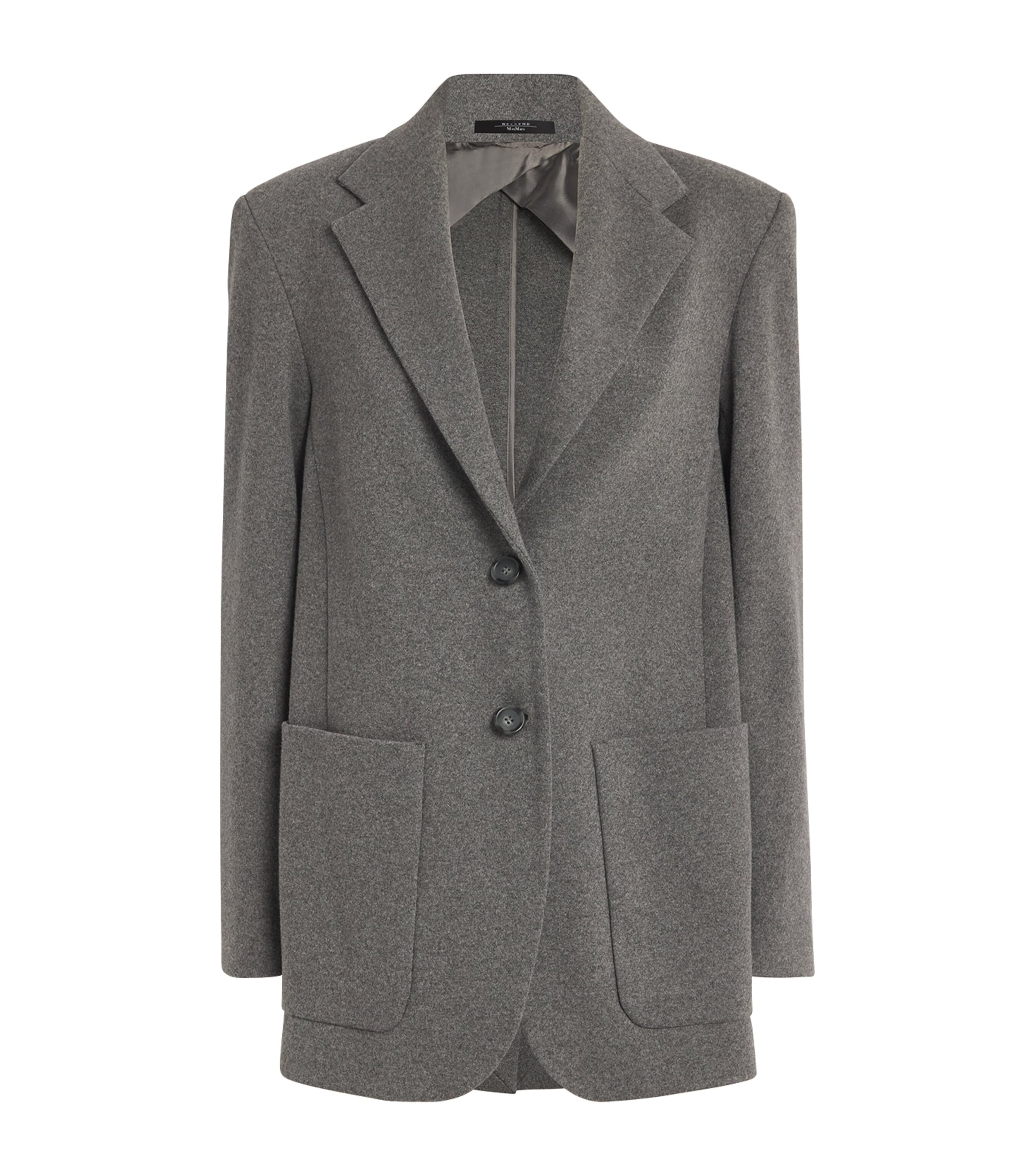 Shop Weekend Max Mara Jersey Single-breasted Blazer In Grey