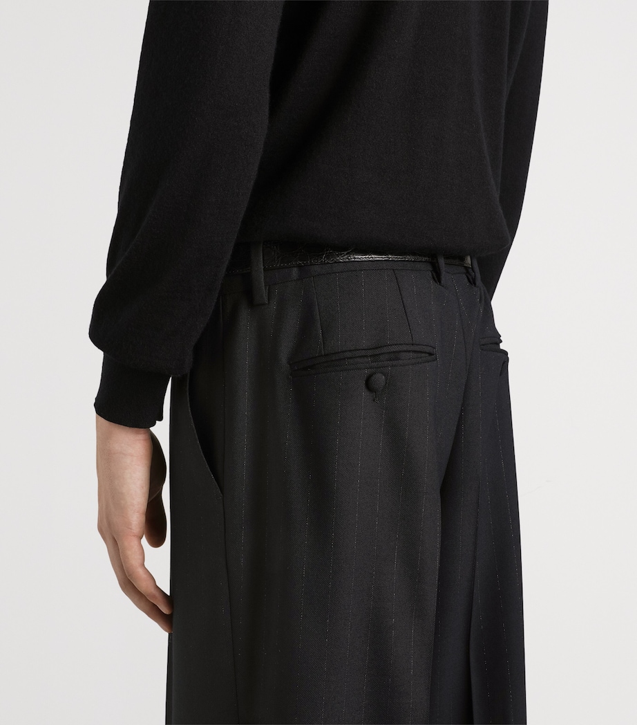 Dolce&Gabbana Mens Virgin Wool-Blend Pinstripe Tailored Trousers Striped Image 5
