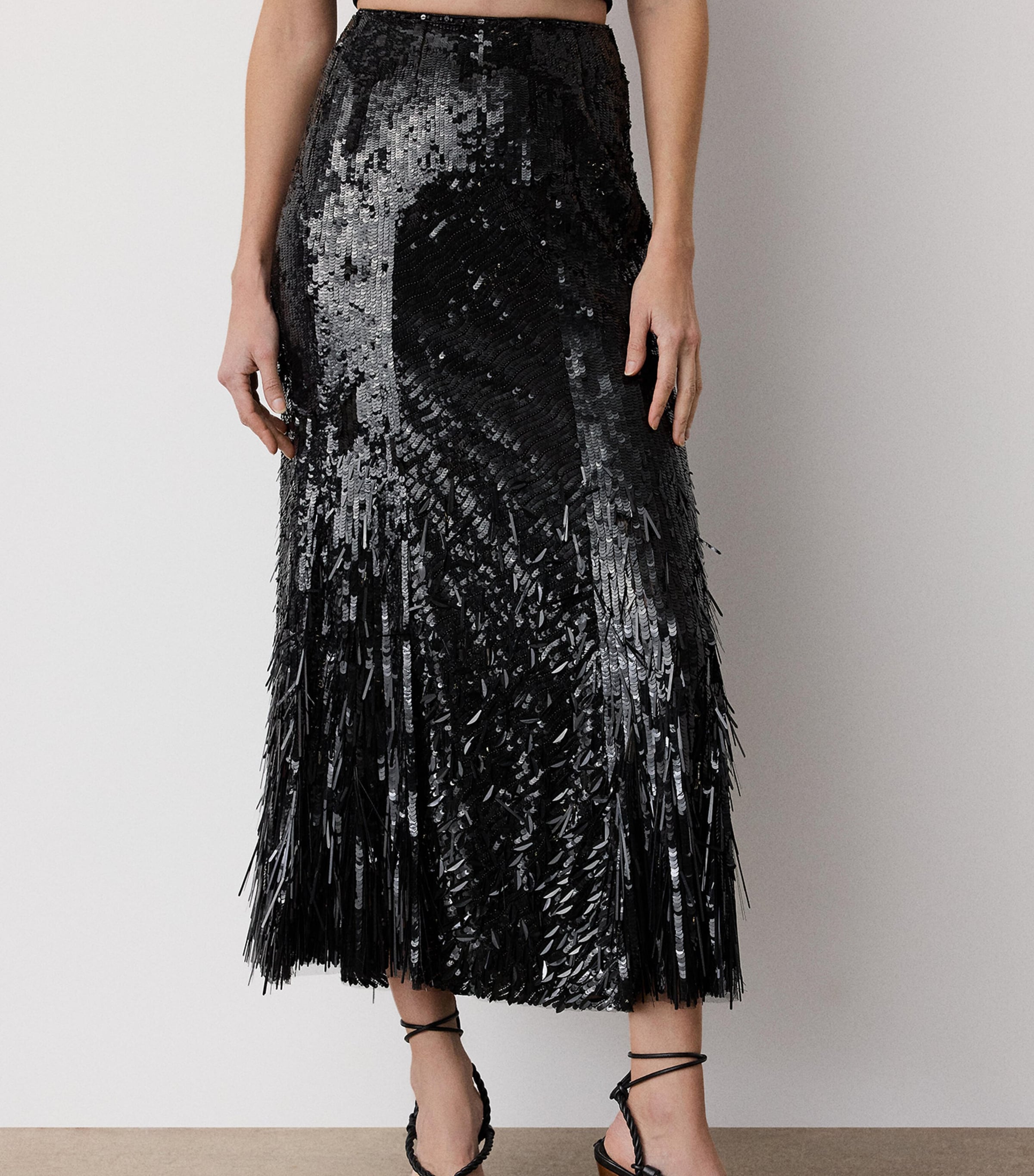 Ralph Lauren Collection Womens Tulle Embellished Milani Midi Skirt Black Image 3
