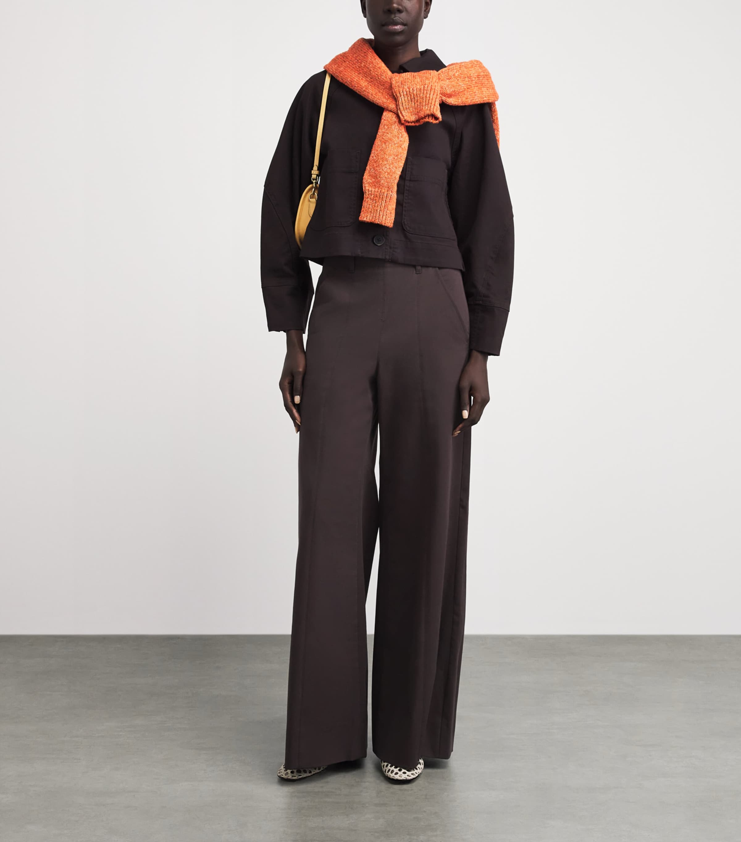 ME+EM Womens Very Wide-Leg Trousers Cocoa Brown Image 2