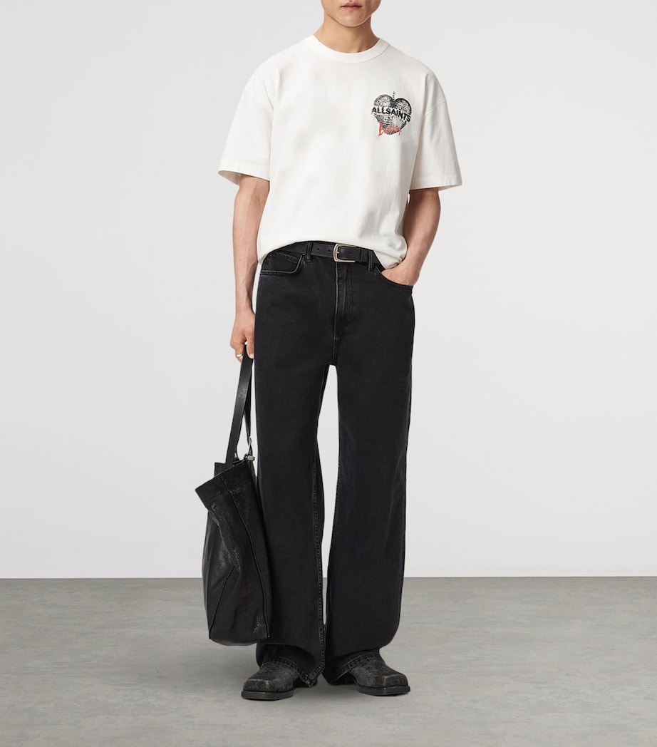 AllSaints Mens Organic Cotton Reflect T-Shirt Chalk White Image 4