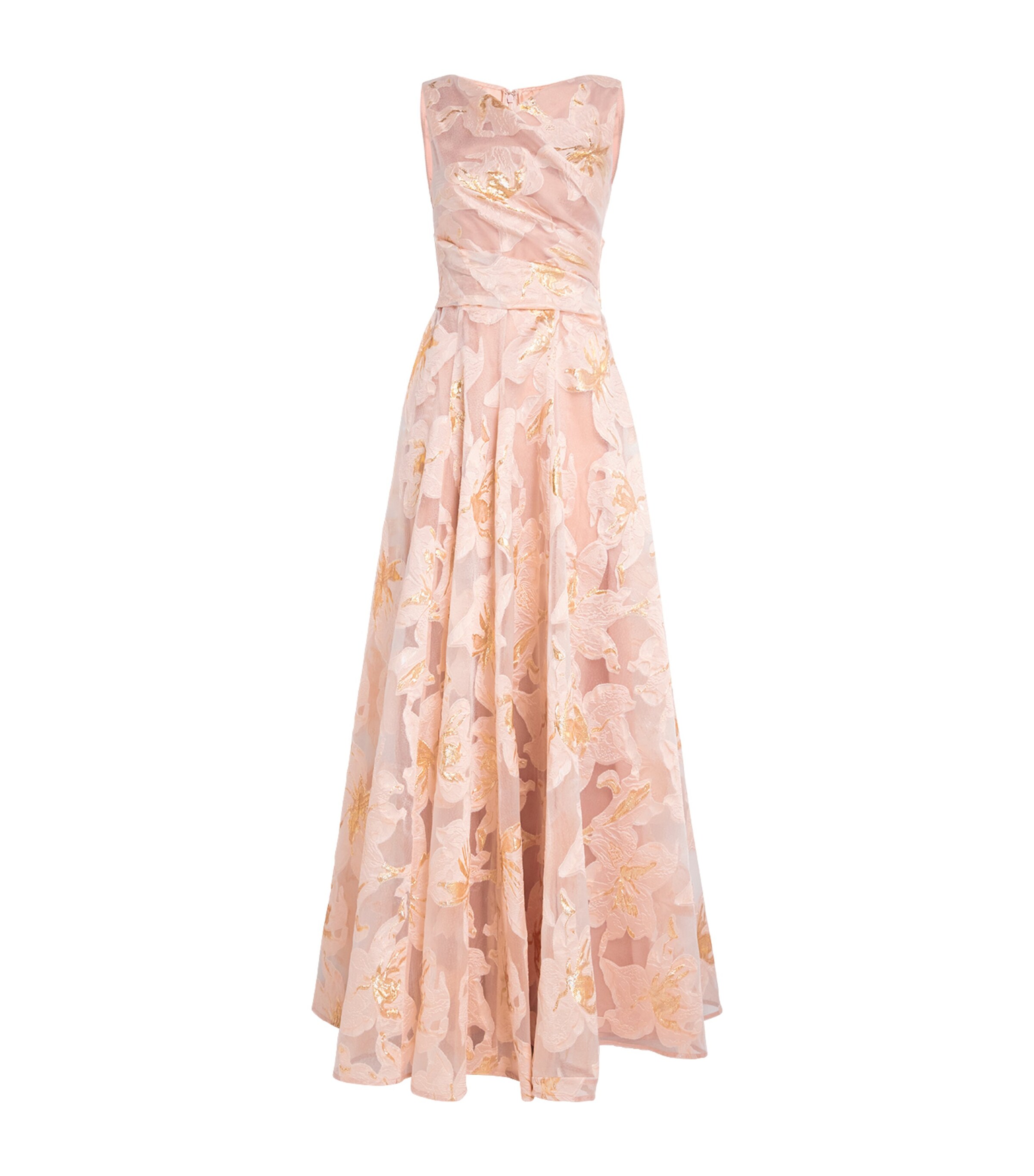 Talbot Runhof Womens Embroidered Floral Gown Marble Image 1