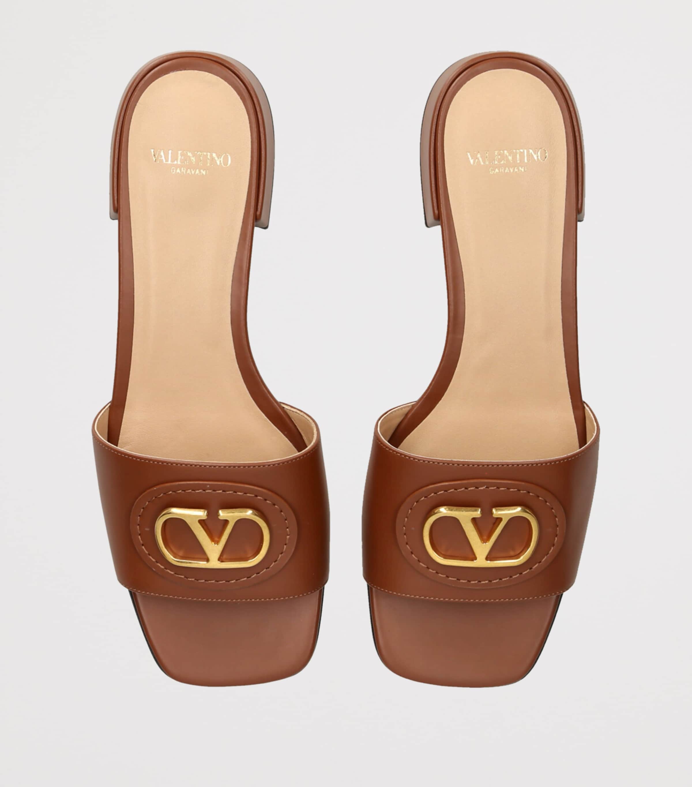 Leather VLogo Slides 20 TAN Image 4