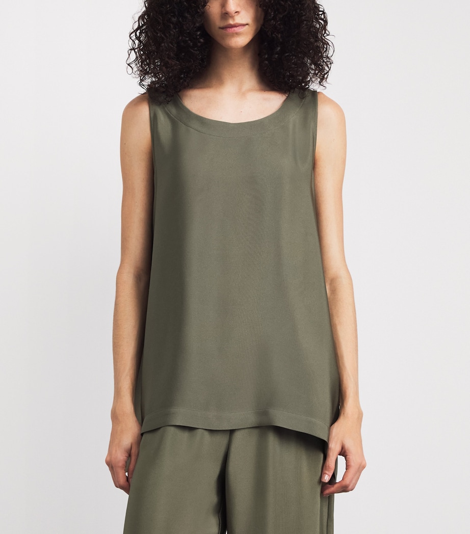 Eskandar Womens Silk A-Line Shell Top Olivdark Image 4