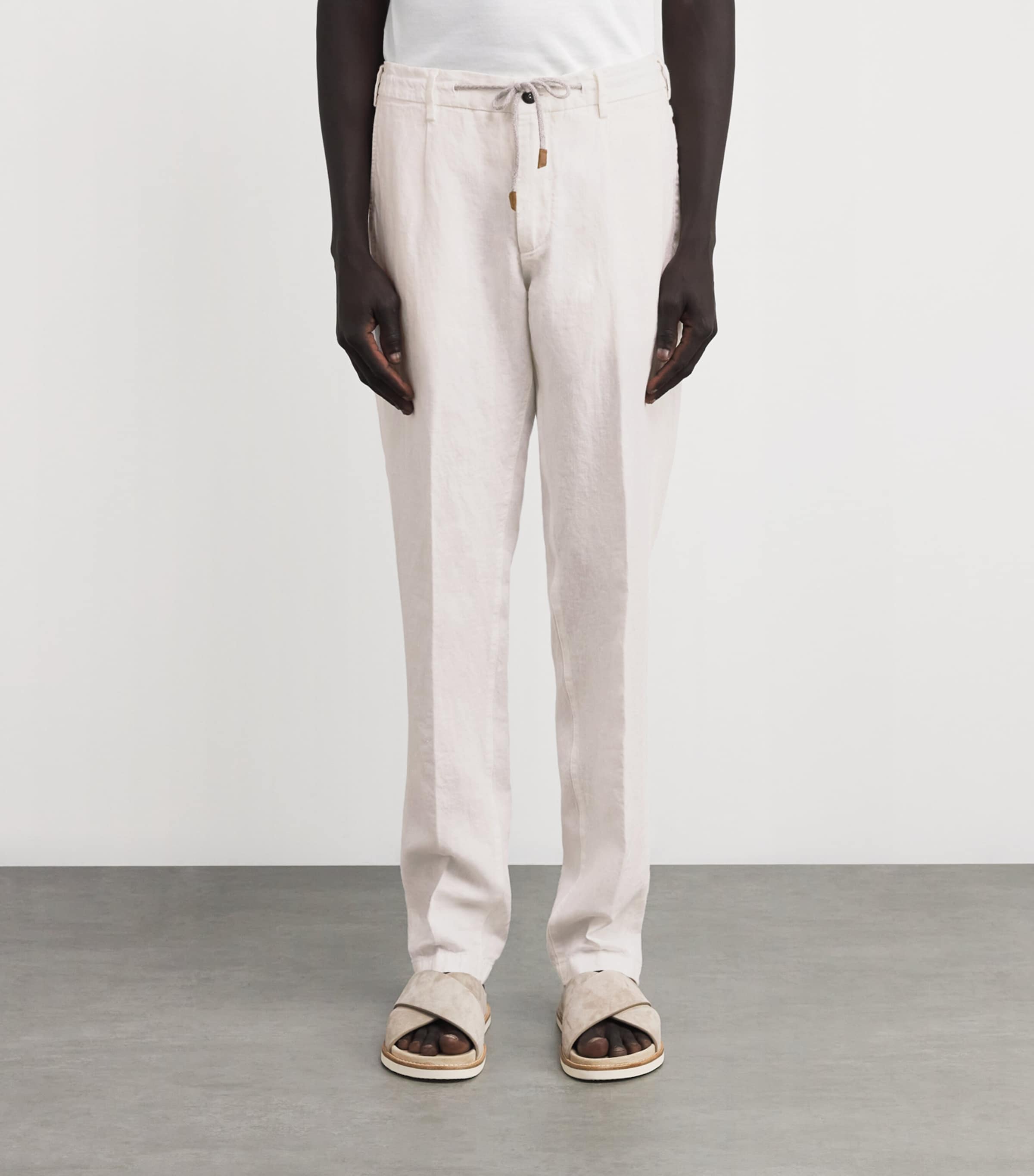 Eleventy Linen Drawstring-Detail Trousers | Harrods UK
